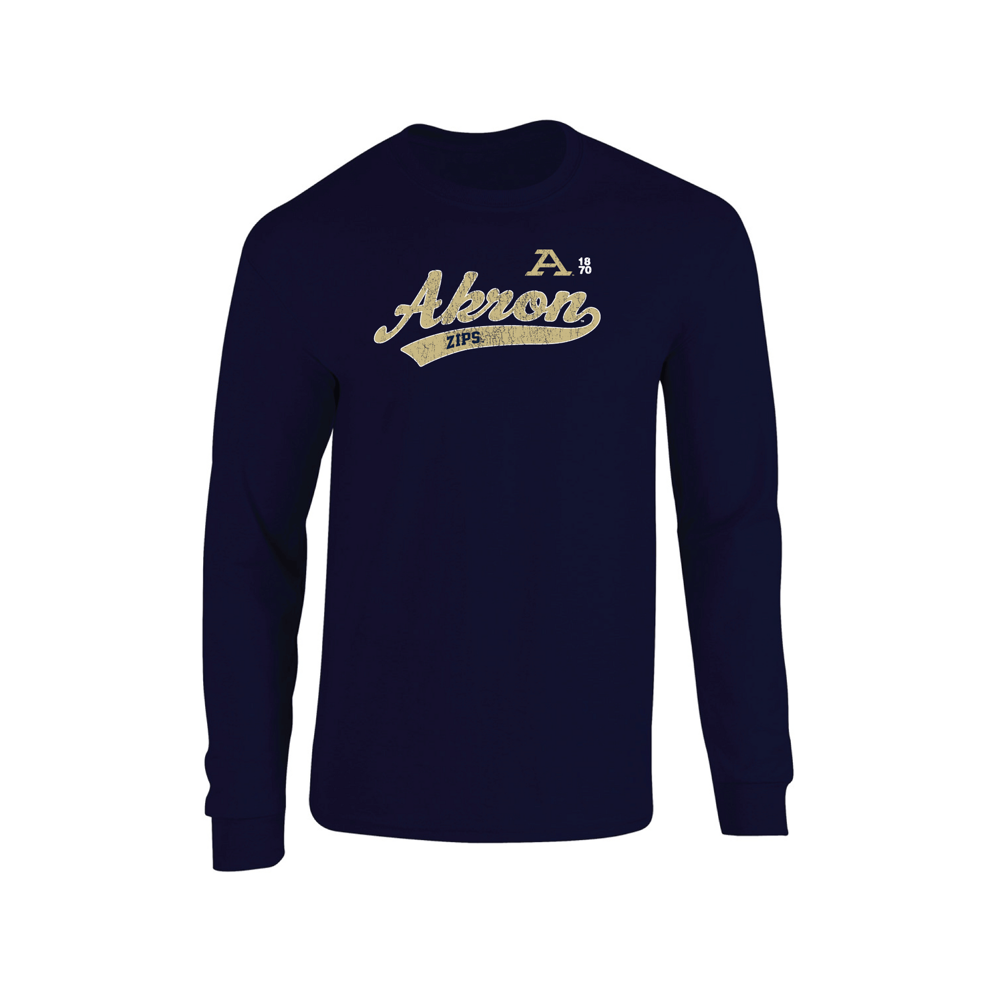 University of Akron Zips Old School Adult Long Sleeve T-Shirt