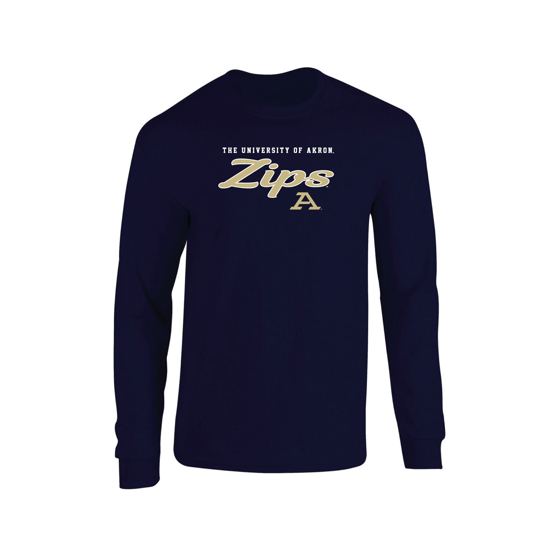 University of Akron Zips Machine Script Adult Long Sleeve T-Shirt