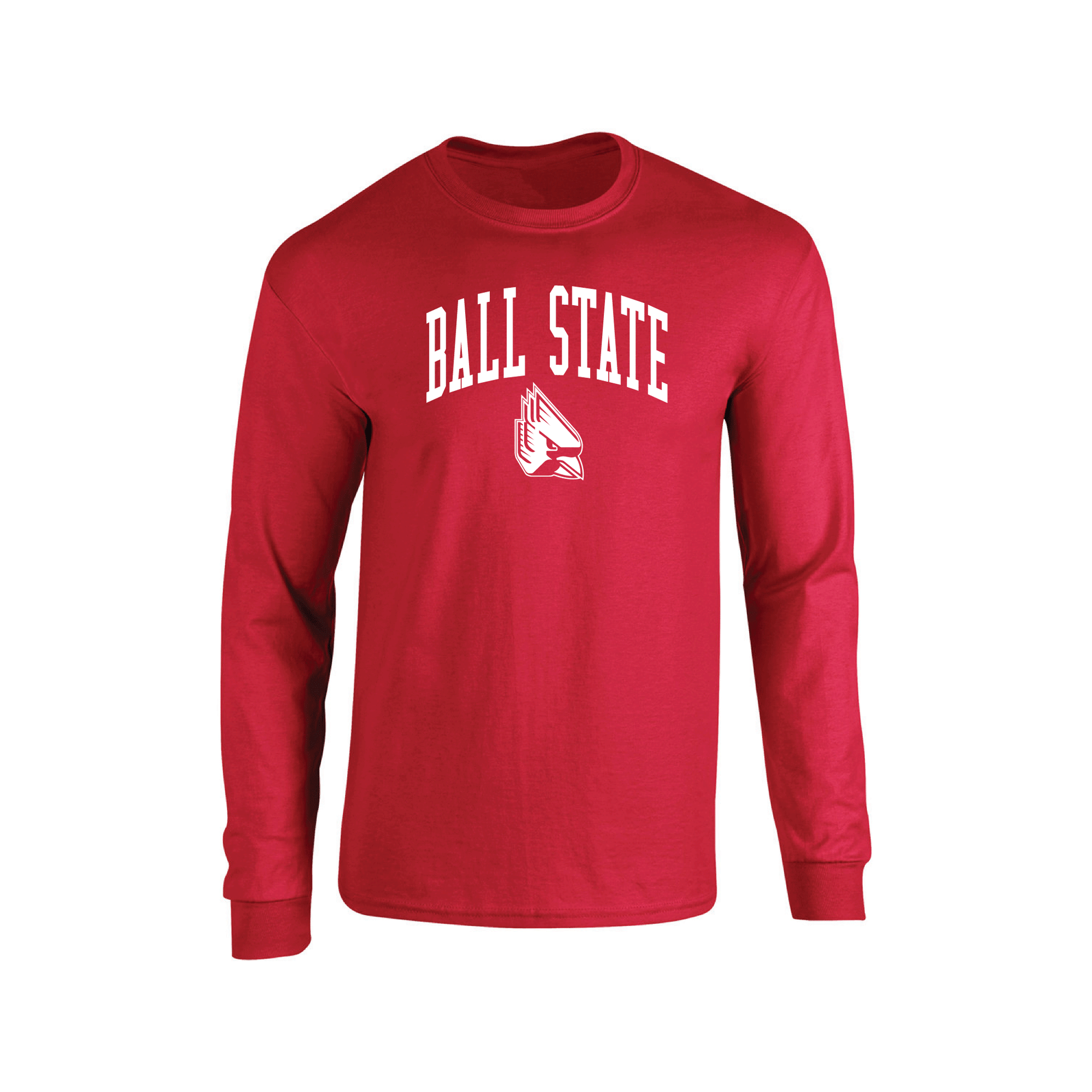 Ball State University Cardinals Jumbo Arch Adult Long Sleeve T-Shirt