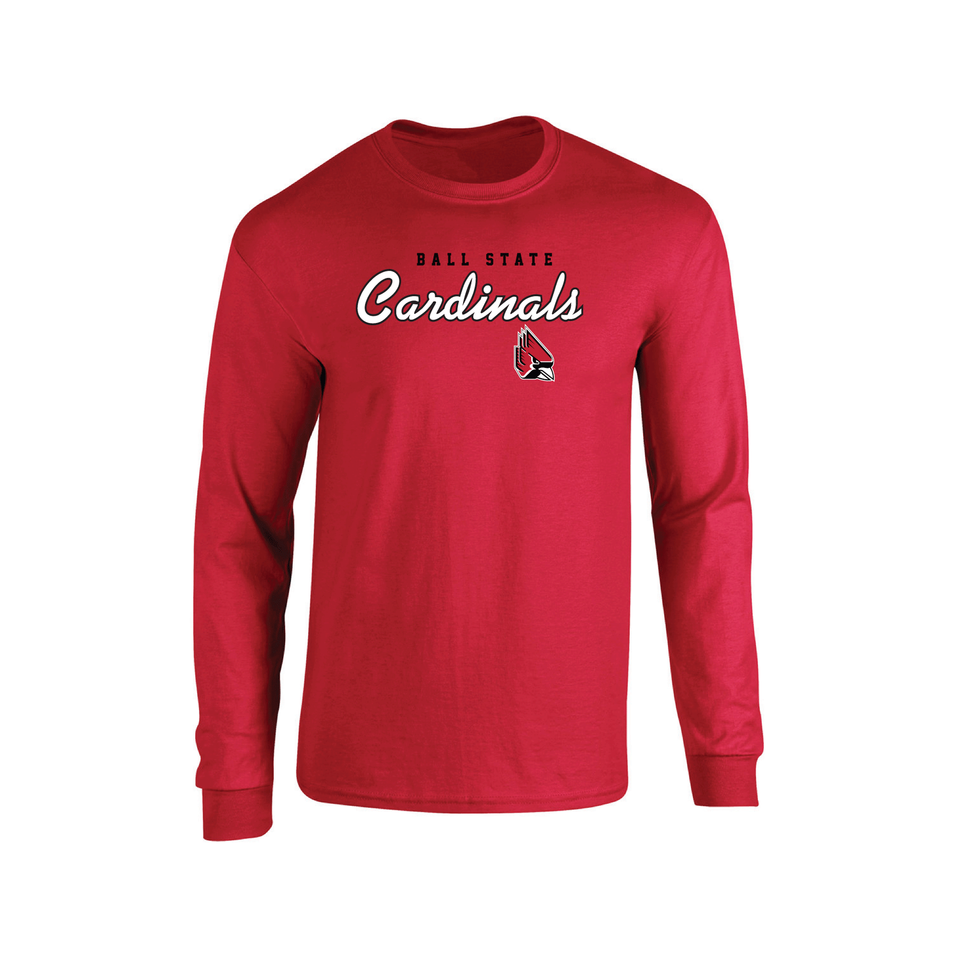 Ball State University Cardinals Machine Script Adult Long Sleeve T-Shirt
