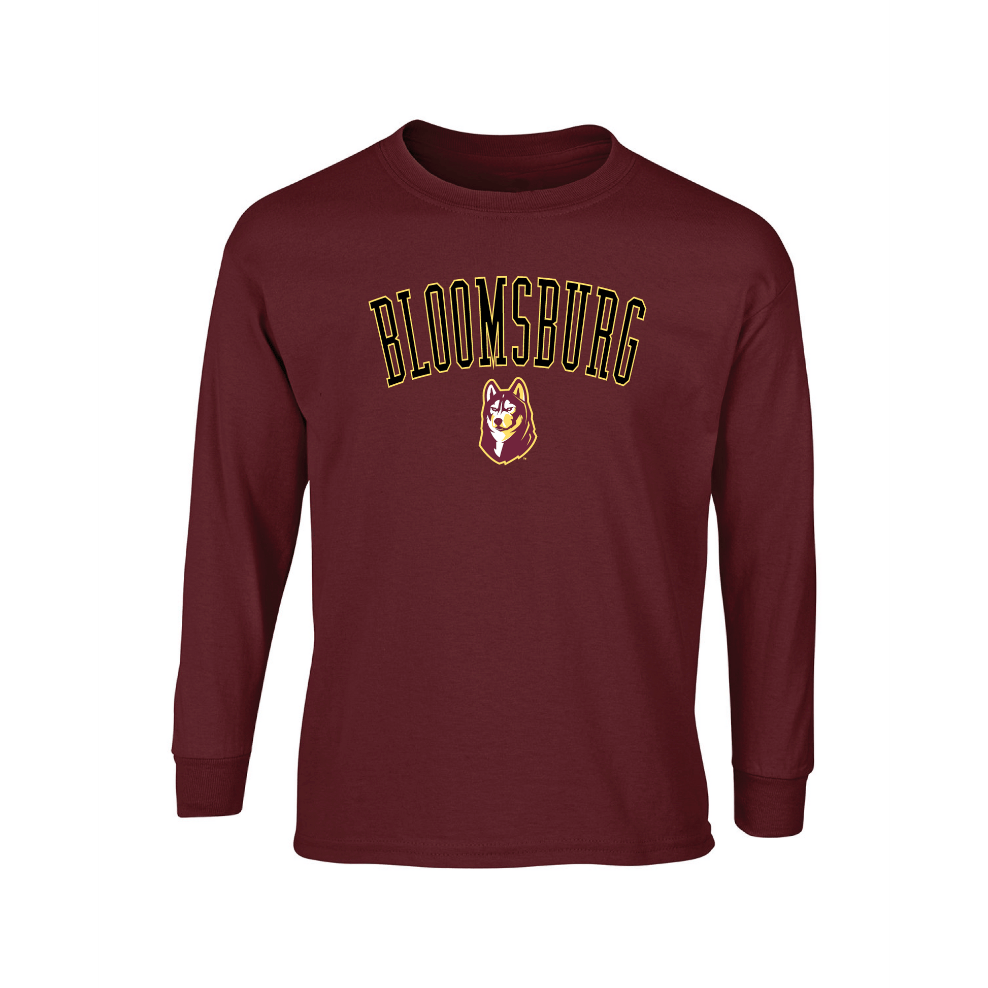 Bloomsburg University Huskies Jumbo Arch Adult Long Sleeve T-Shirt