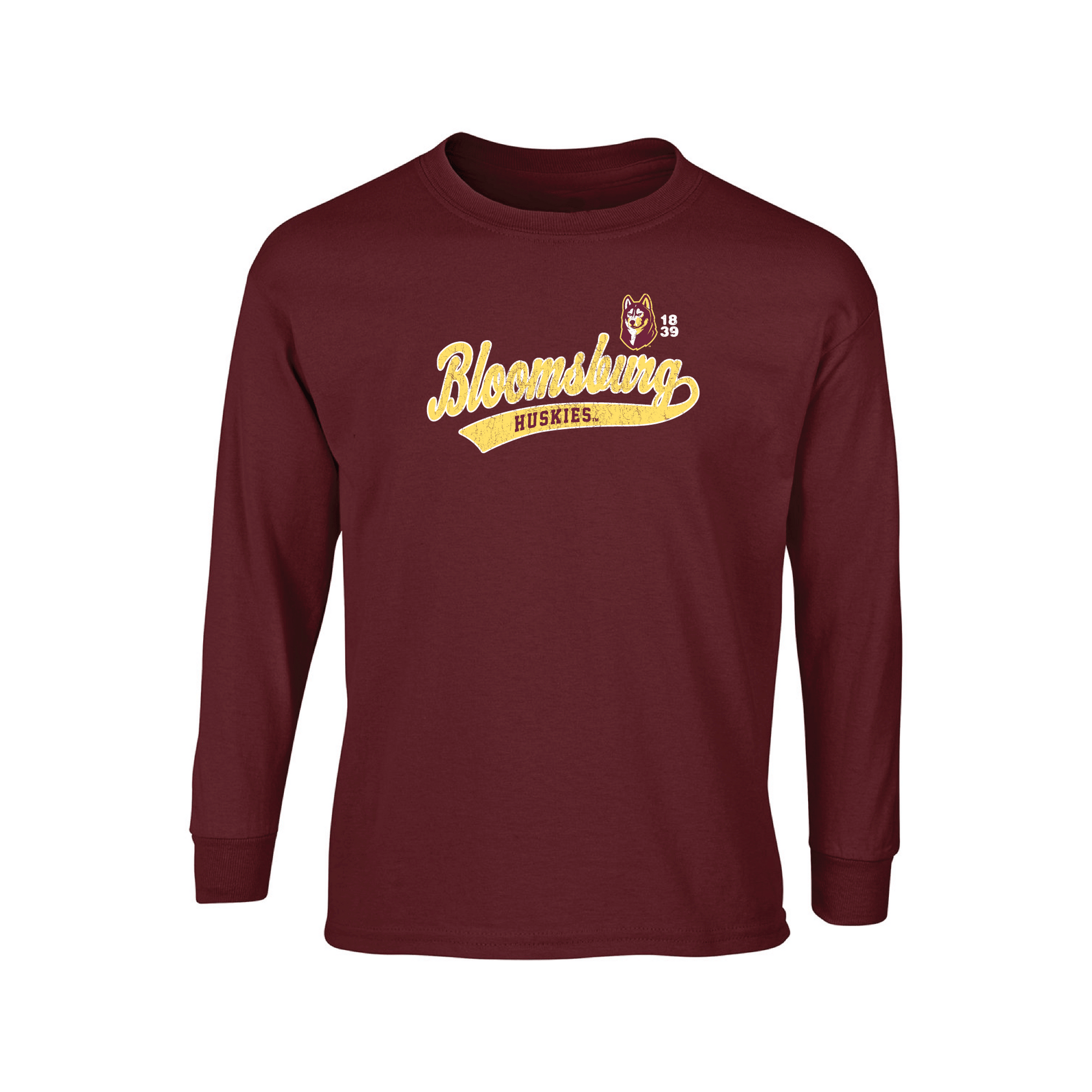Bloomsburg University Huskies Old School Adult Long Sleeve T-Shirt
