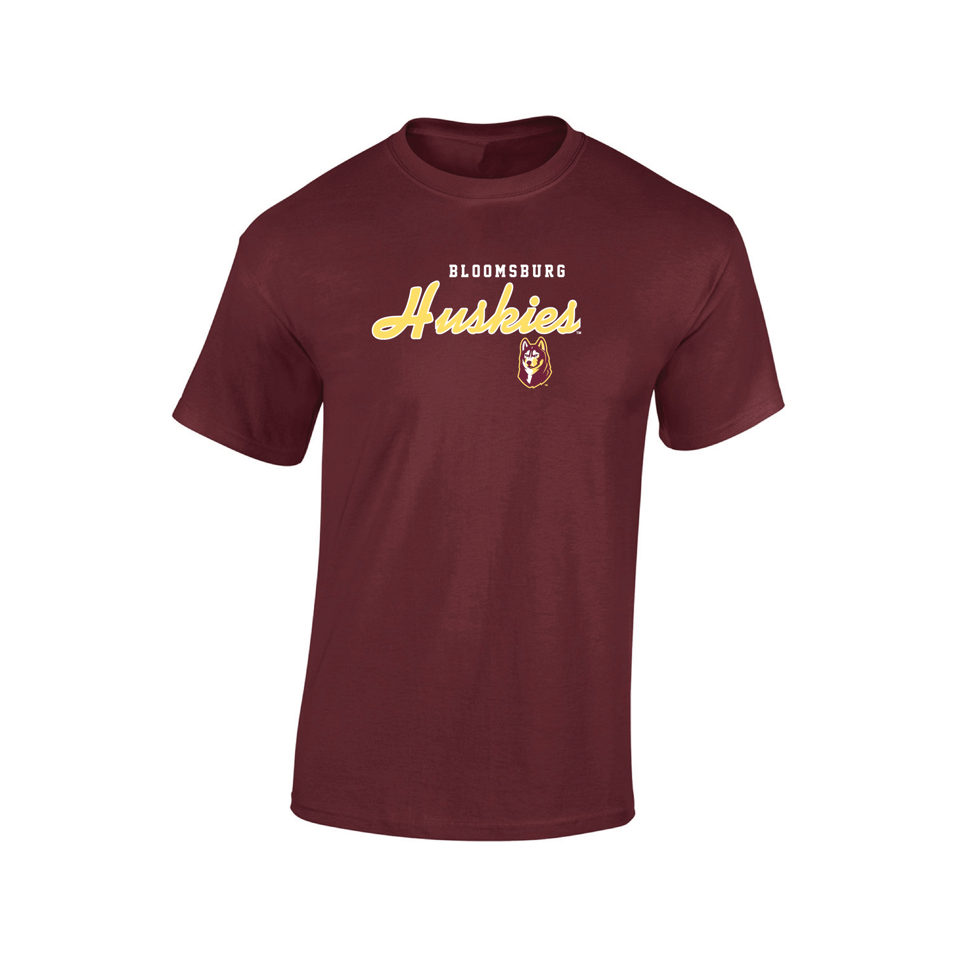 Bloomsburg University Huskies Machine Script Adult T-Shirt
