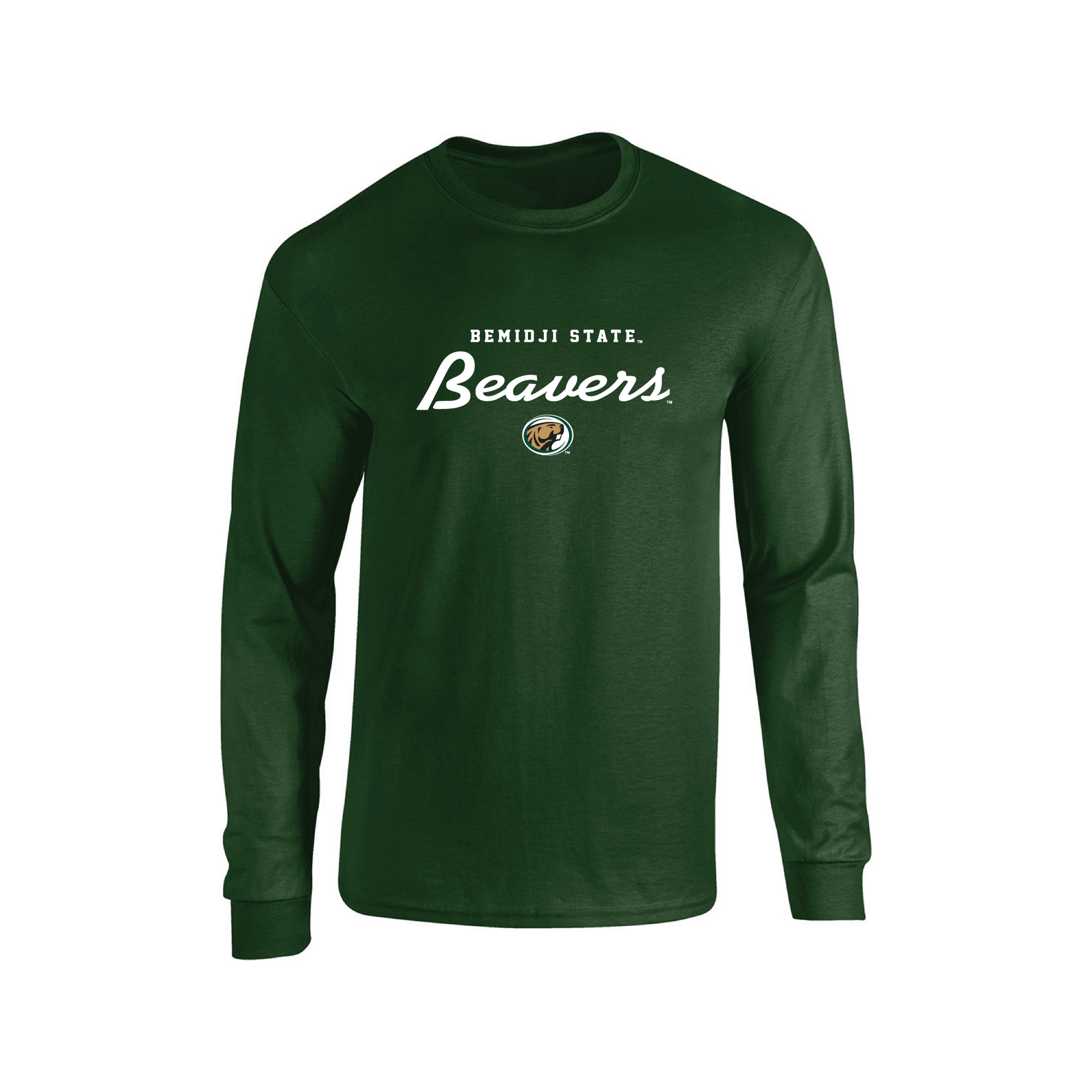 Bemidji State University Beavers Machine Script Adult Long Sleeve T-Shirt