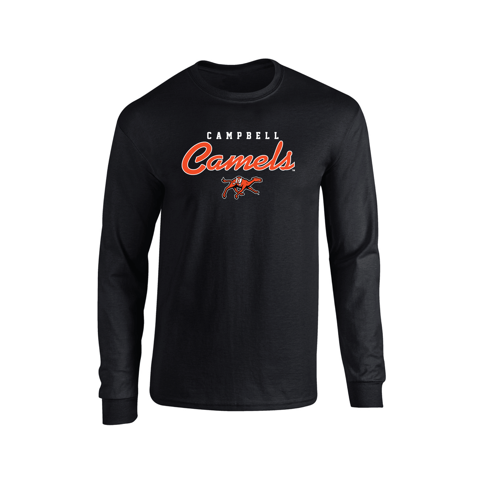 Campbell University Camels Machine Script Adult Long Sleeve T-Shirt