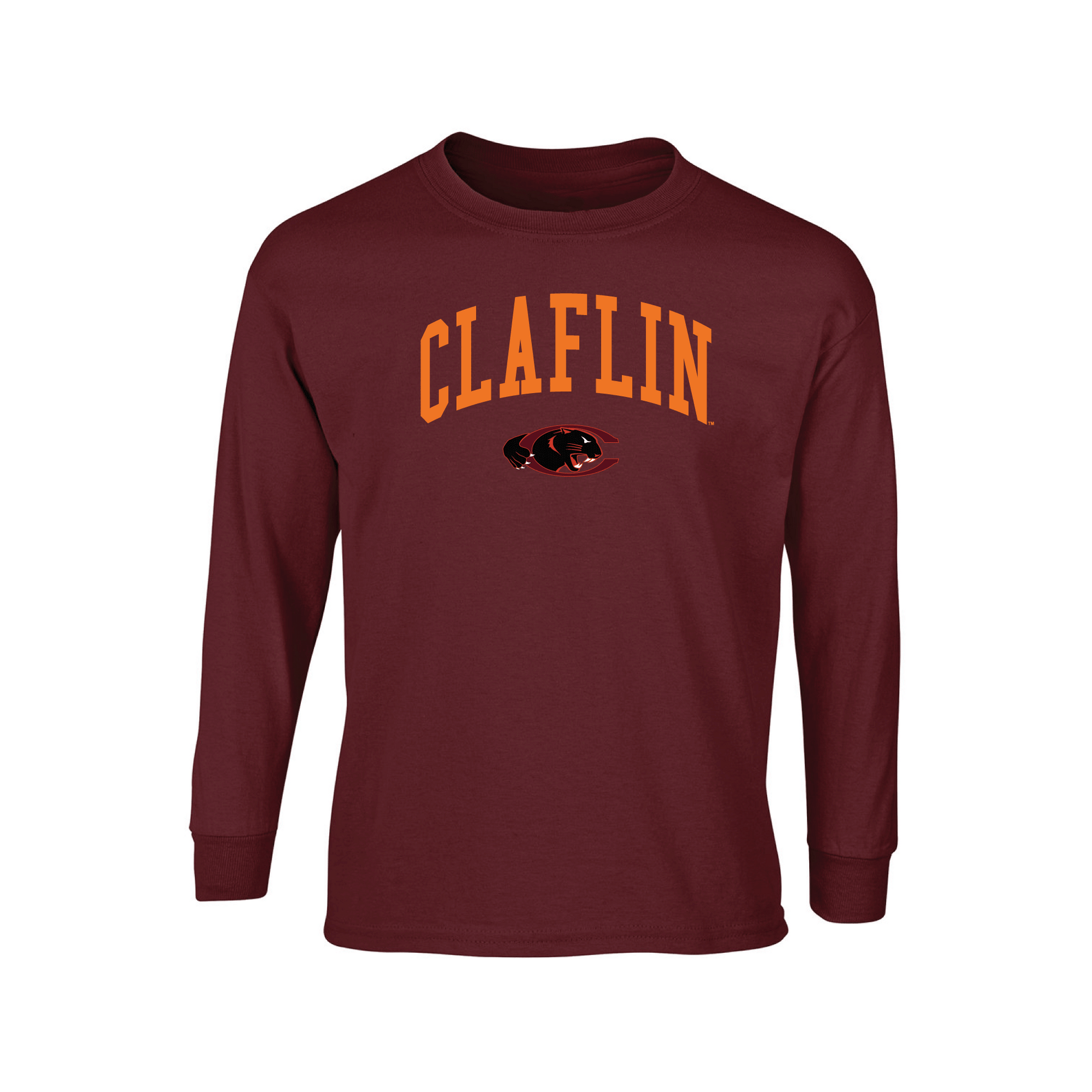 Claflin University Panthers Jumbo Arch Adult Long Sleeve T-Shirt