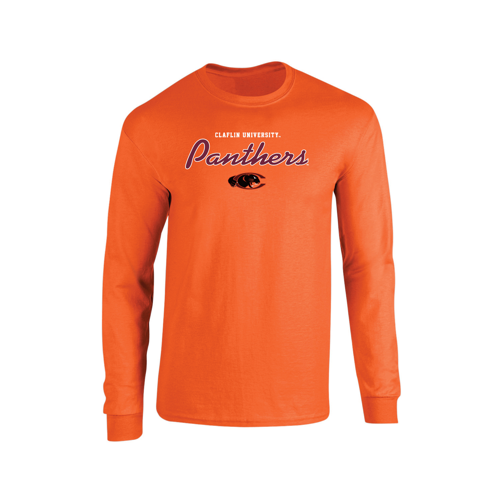 Claflin University Panthers Machine Script Adult Long Sleeve T-Shirt