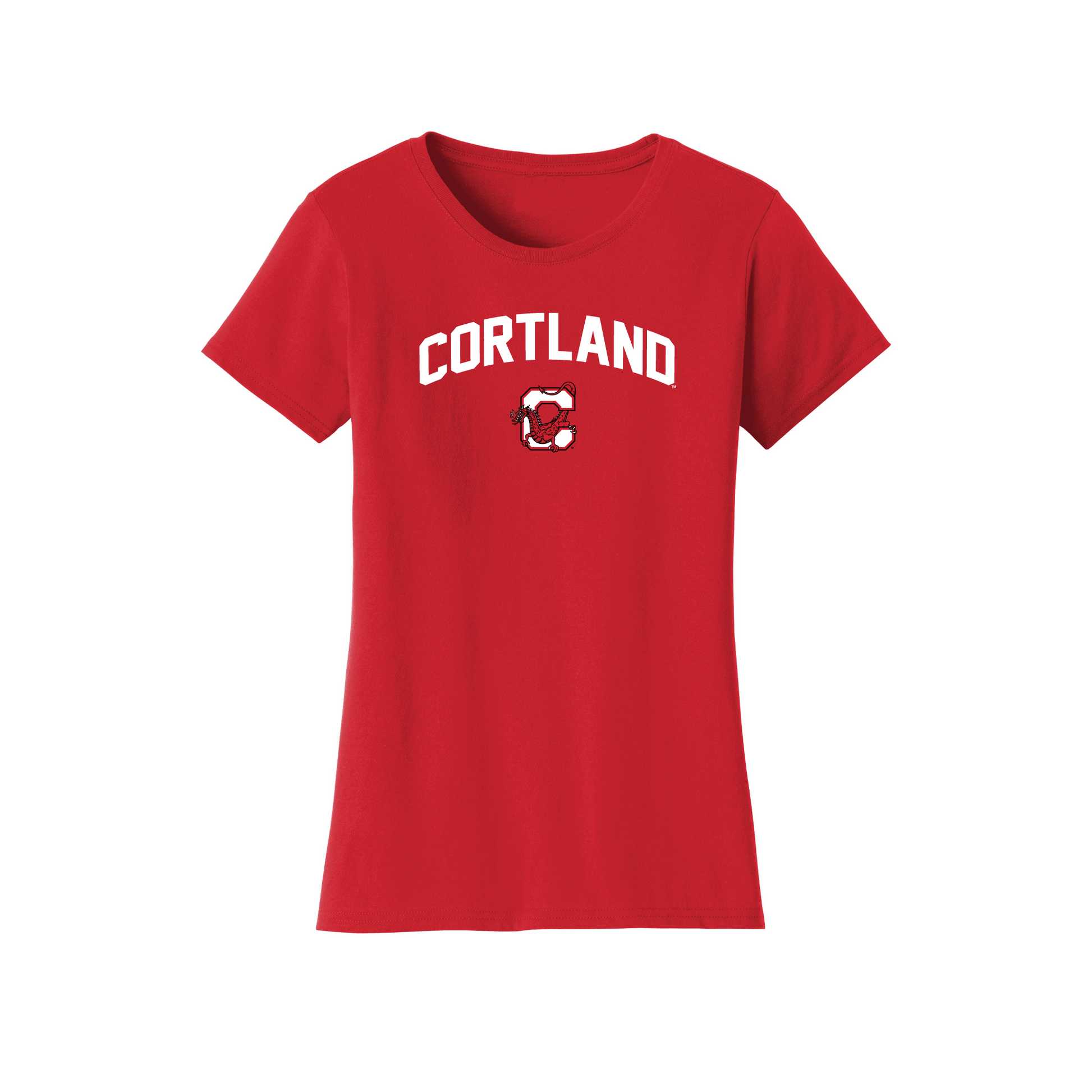 State University of New York at Cortland Red Dragons Jumbo Arch Womens T-Shirt