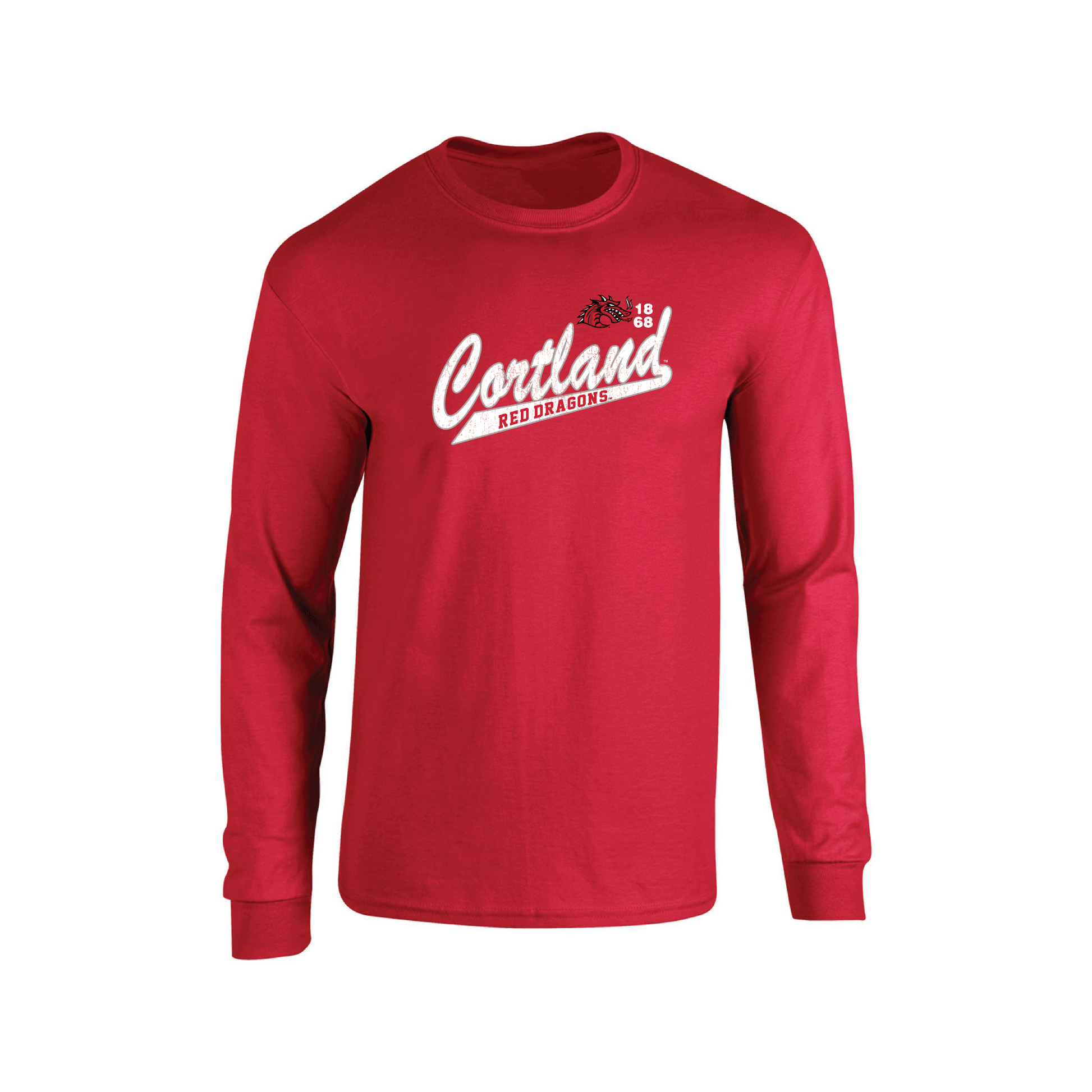 State University of New York at Cortland Red Dragons Old School Adult Long Sleeve T-Shirt
