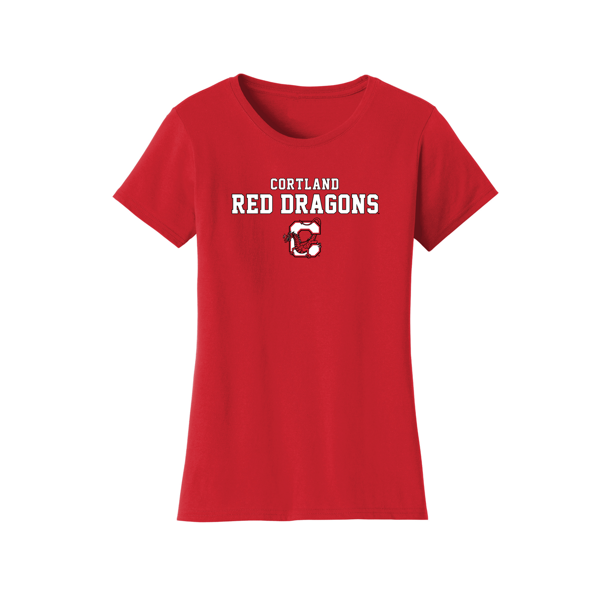 State University of New York at Cortland Red Dragons Machine Script Womens T-Shirt