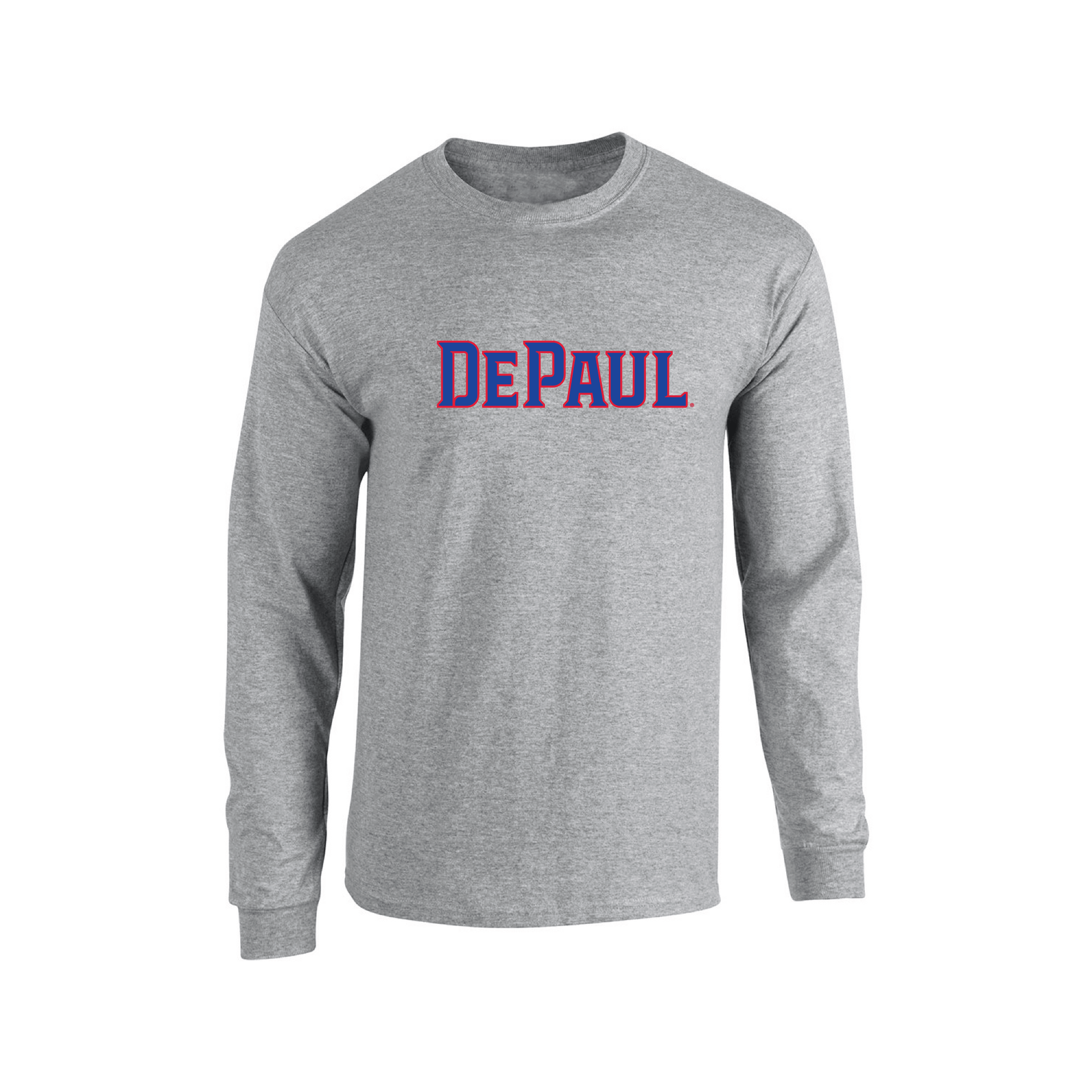DePaul University Blue Demons Block Adult Long Sleeve T-Shirt