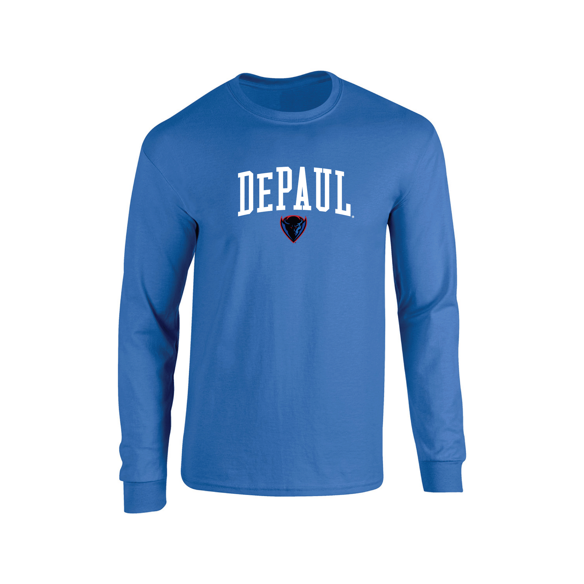 DePaul University Blue Demons Jumbo Arch Adult Long Sleeve T-Shirt