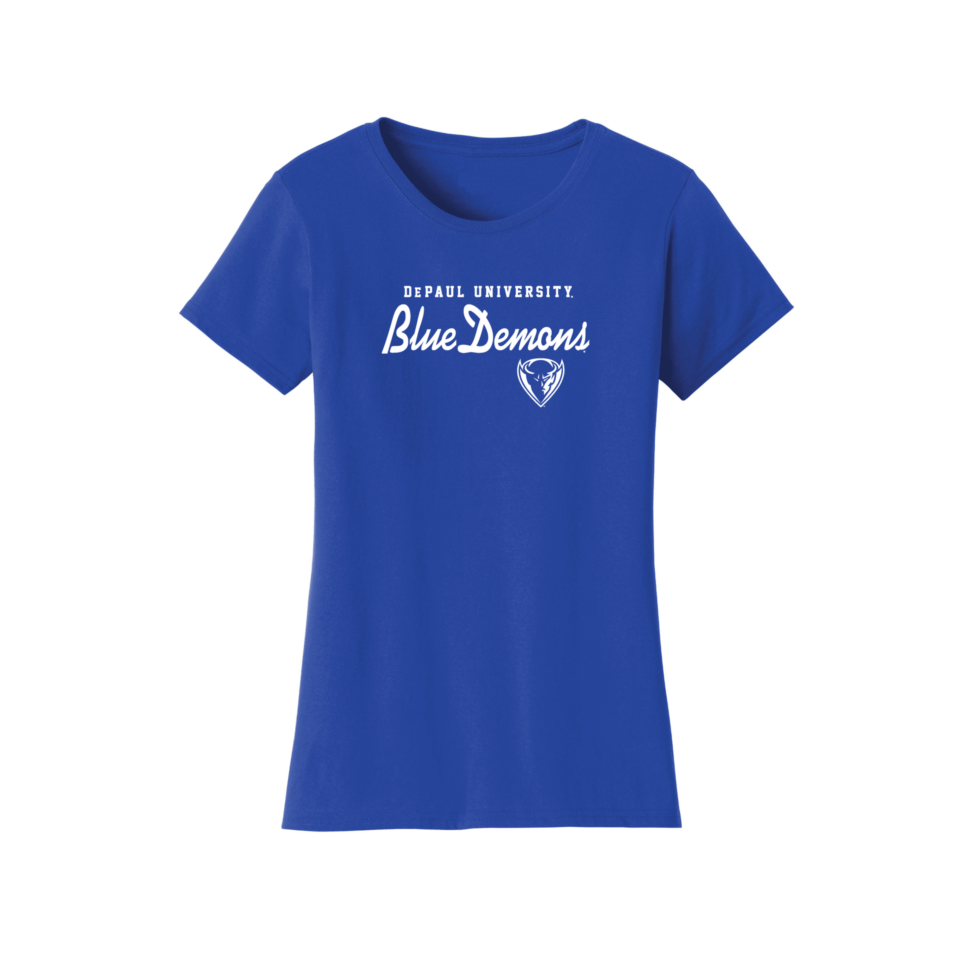 DePaul University Blue Demons Machine Script Womens T-Shirt
