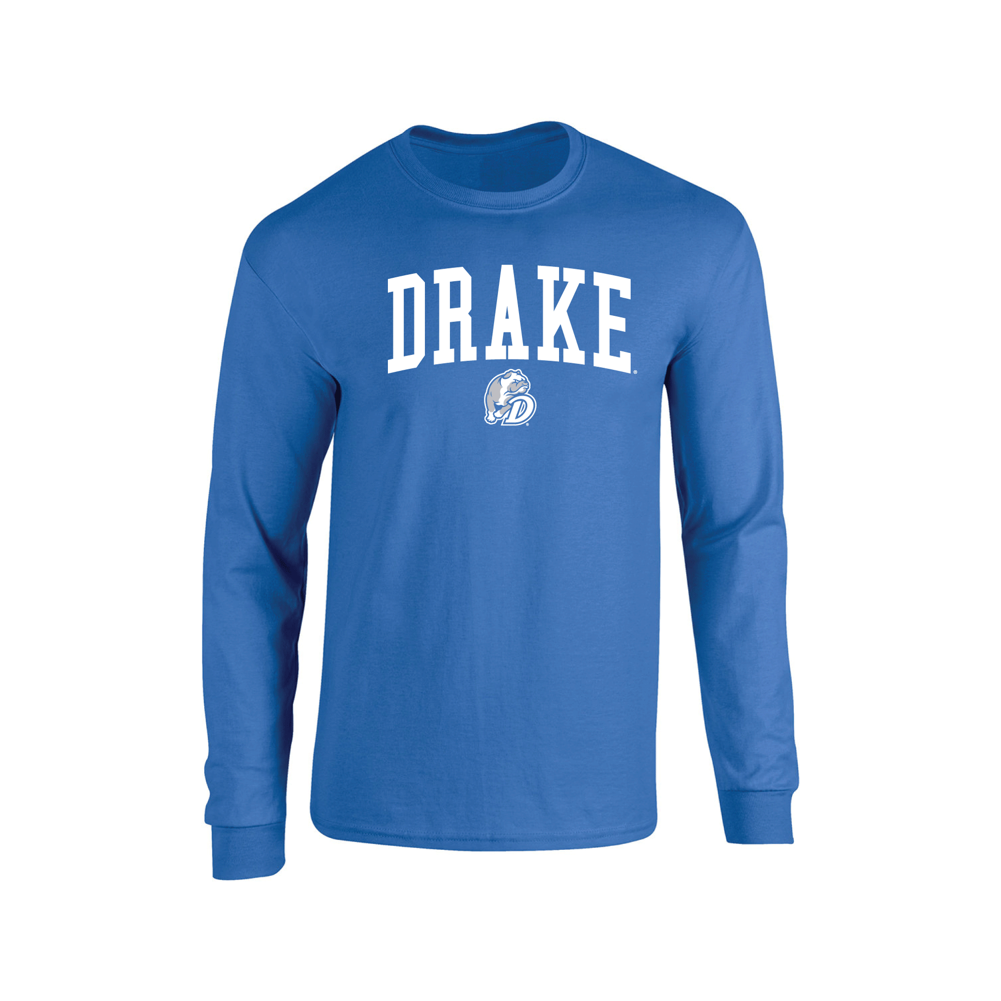 Drake University Bulldogs Jumbo Arch Adult Long Sleeve T-Shirt