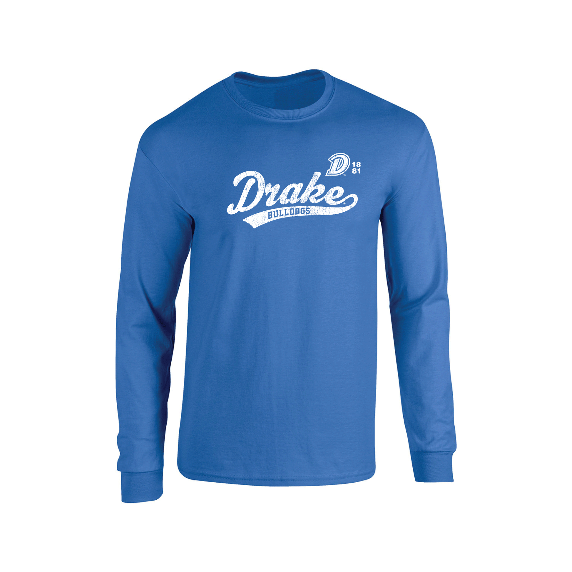 Drake University Bulldogs Old School Adult Long Sleeve T-Shirt