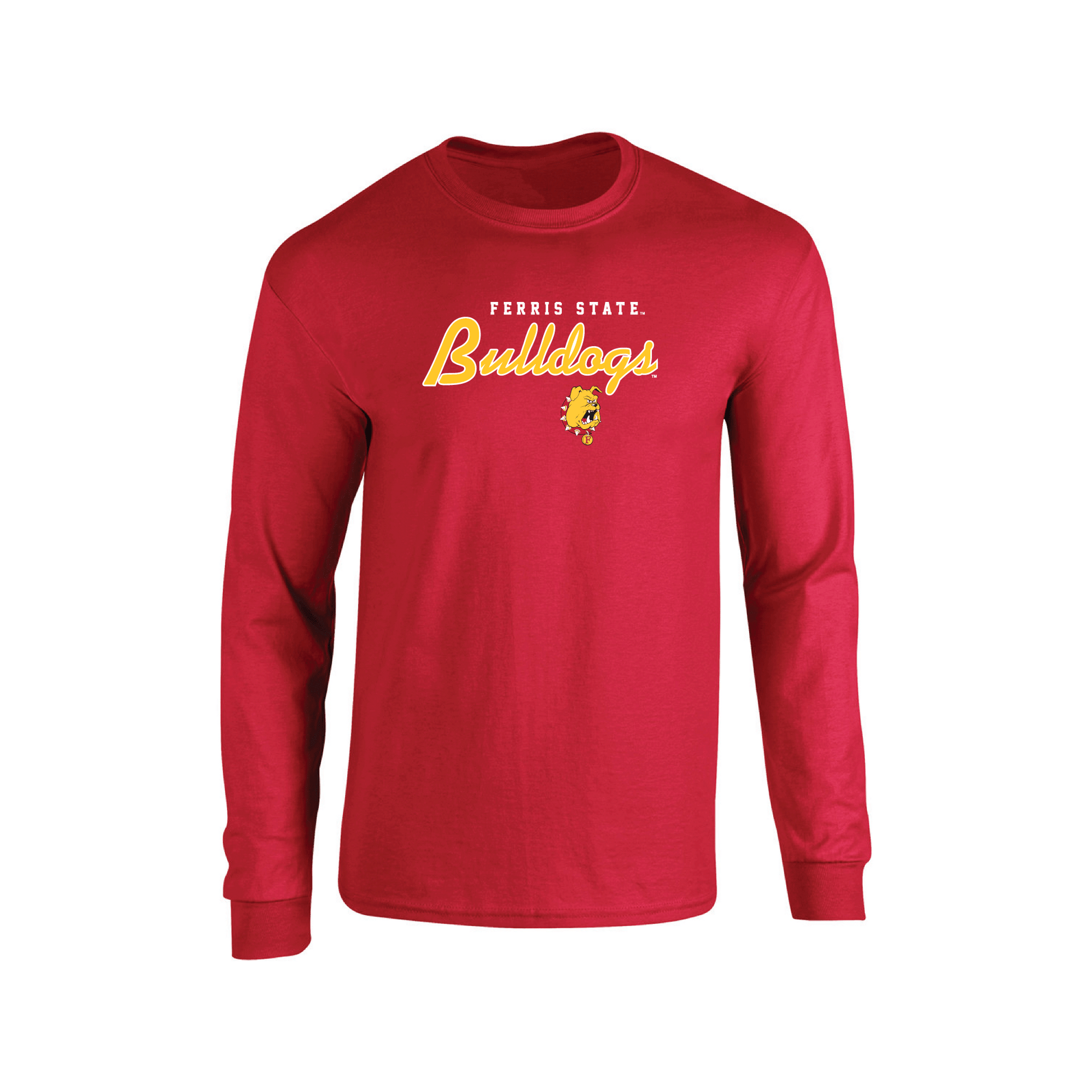 Ferris State University Bulldogs Machine Script Adult Long Sleeve T-Shirt