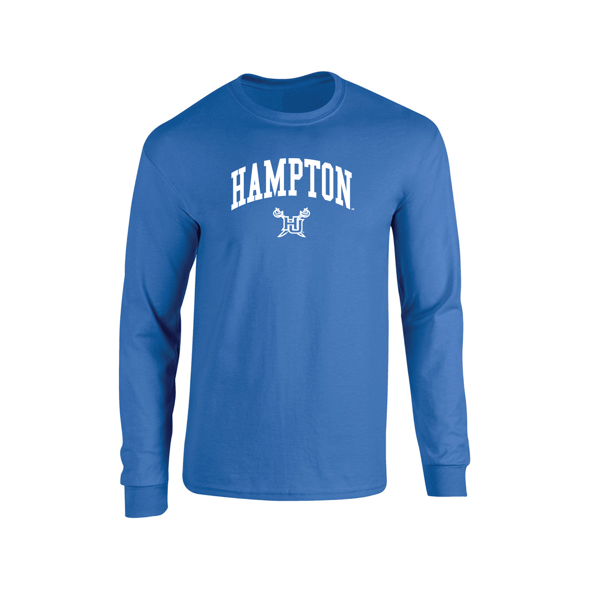 Hampton University Pirates Jumbo Arch Adult Long Sleeve T-Shirt