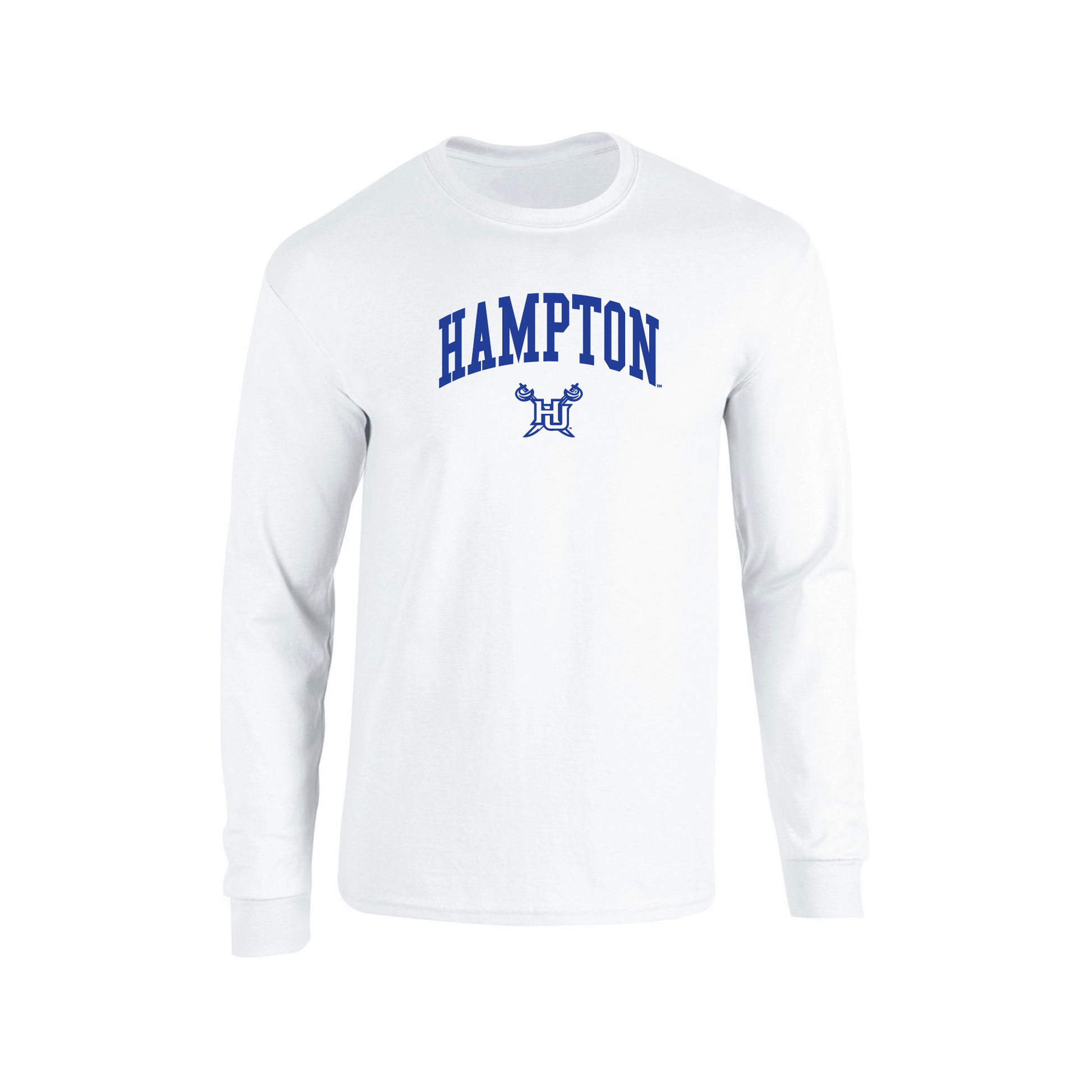 Hampton University Pirates Jumbo Arch Adult Long Sleeve T-Shirt