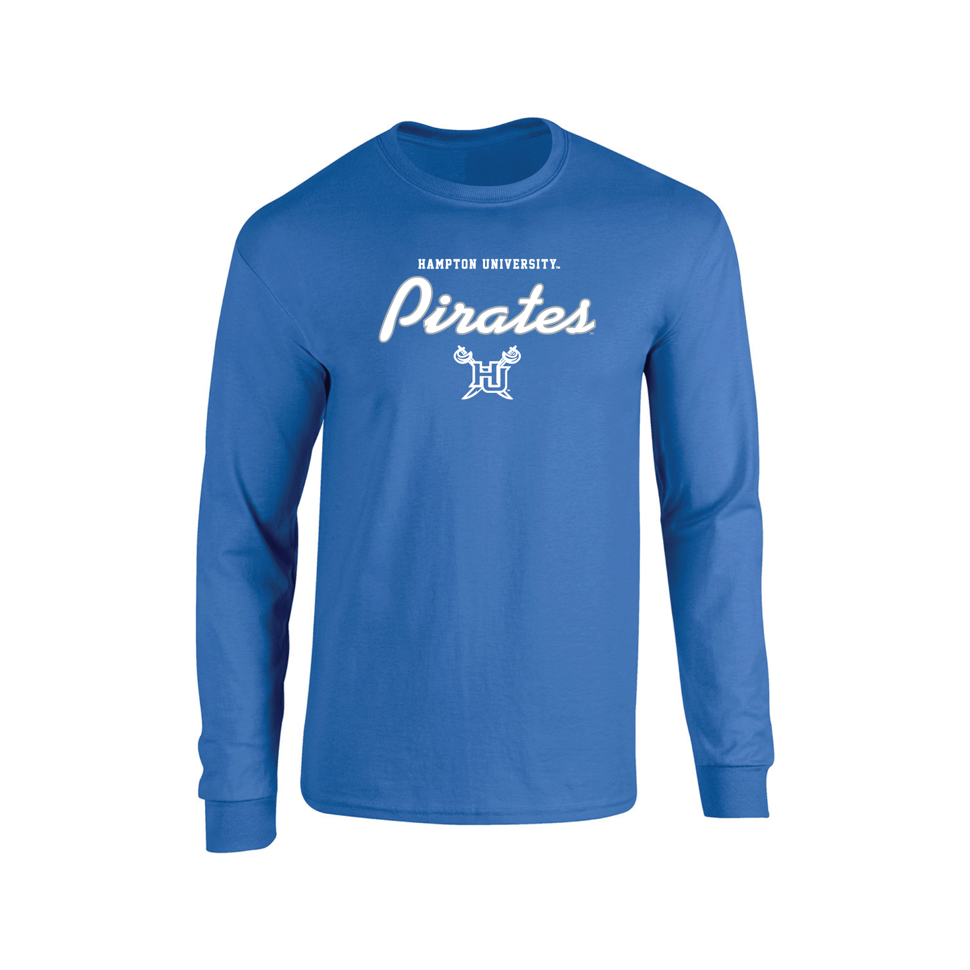 Hampton University Pirates Machine Script Adult Long Sleeve T-Shirt