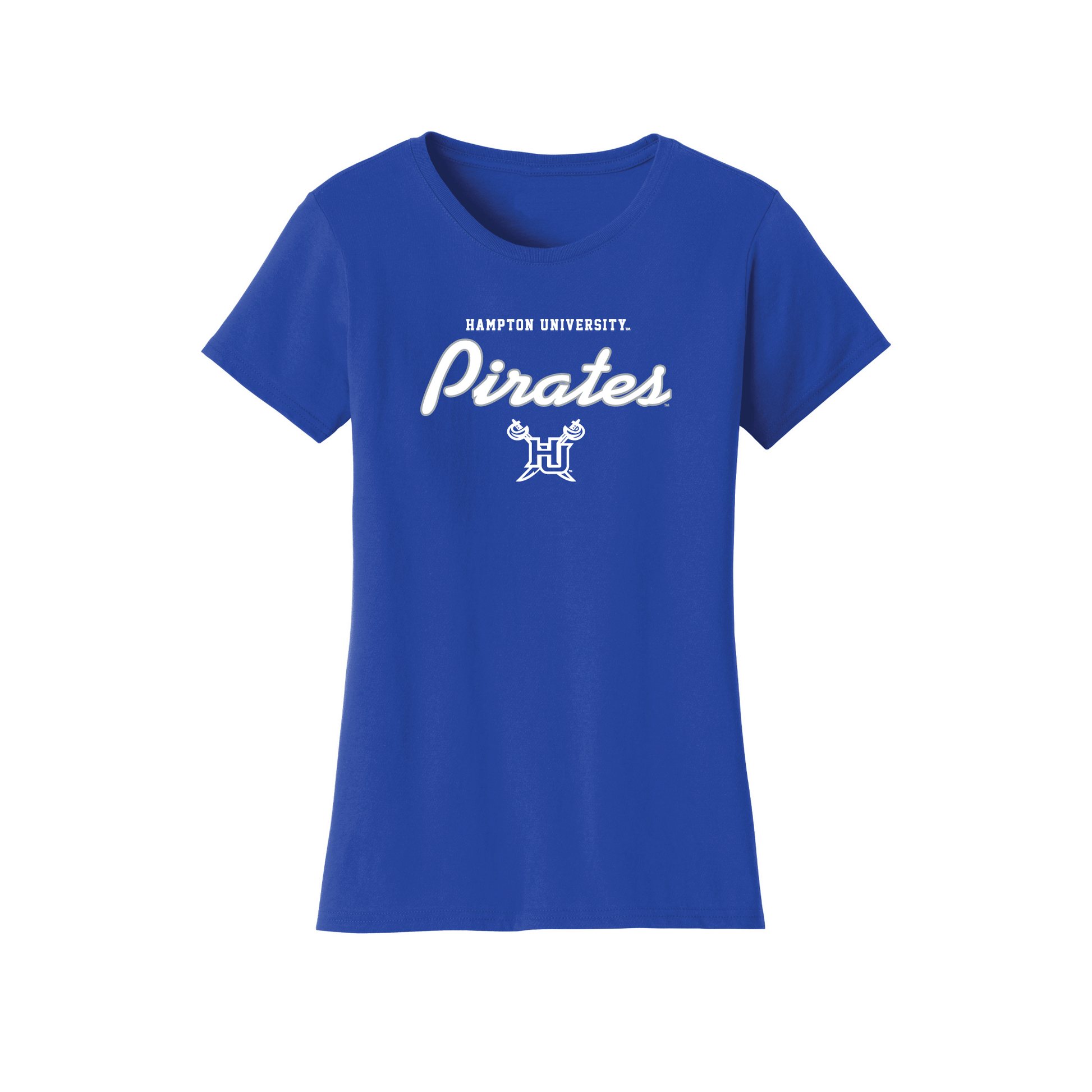 Hampton University Pirates Machine Script Womens T-Shirt