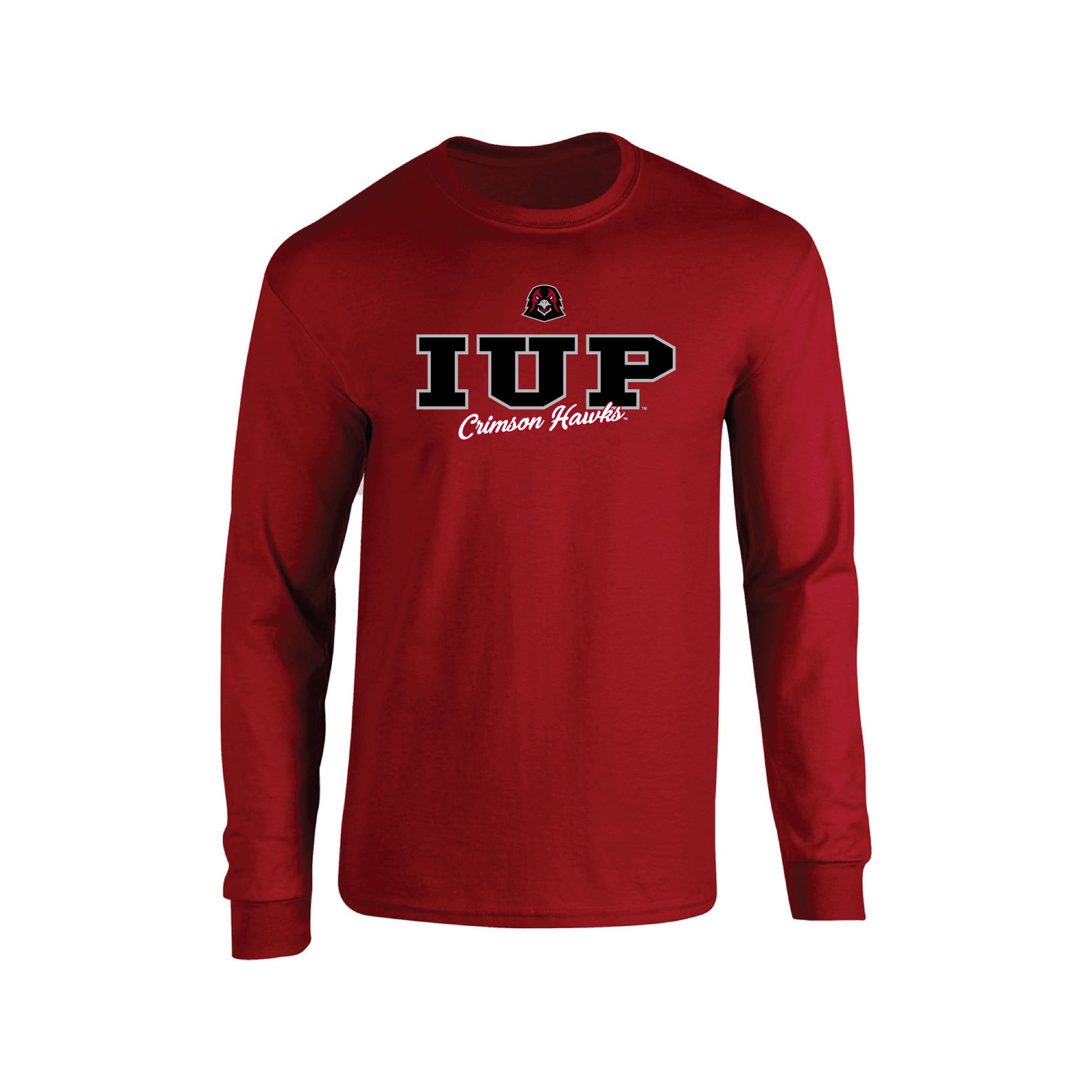 Indiana University of Pennsylvania Crimson Hawks Campus Script Adult Long Sleeve T-Shirt