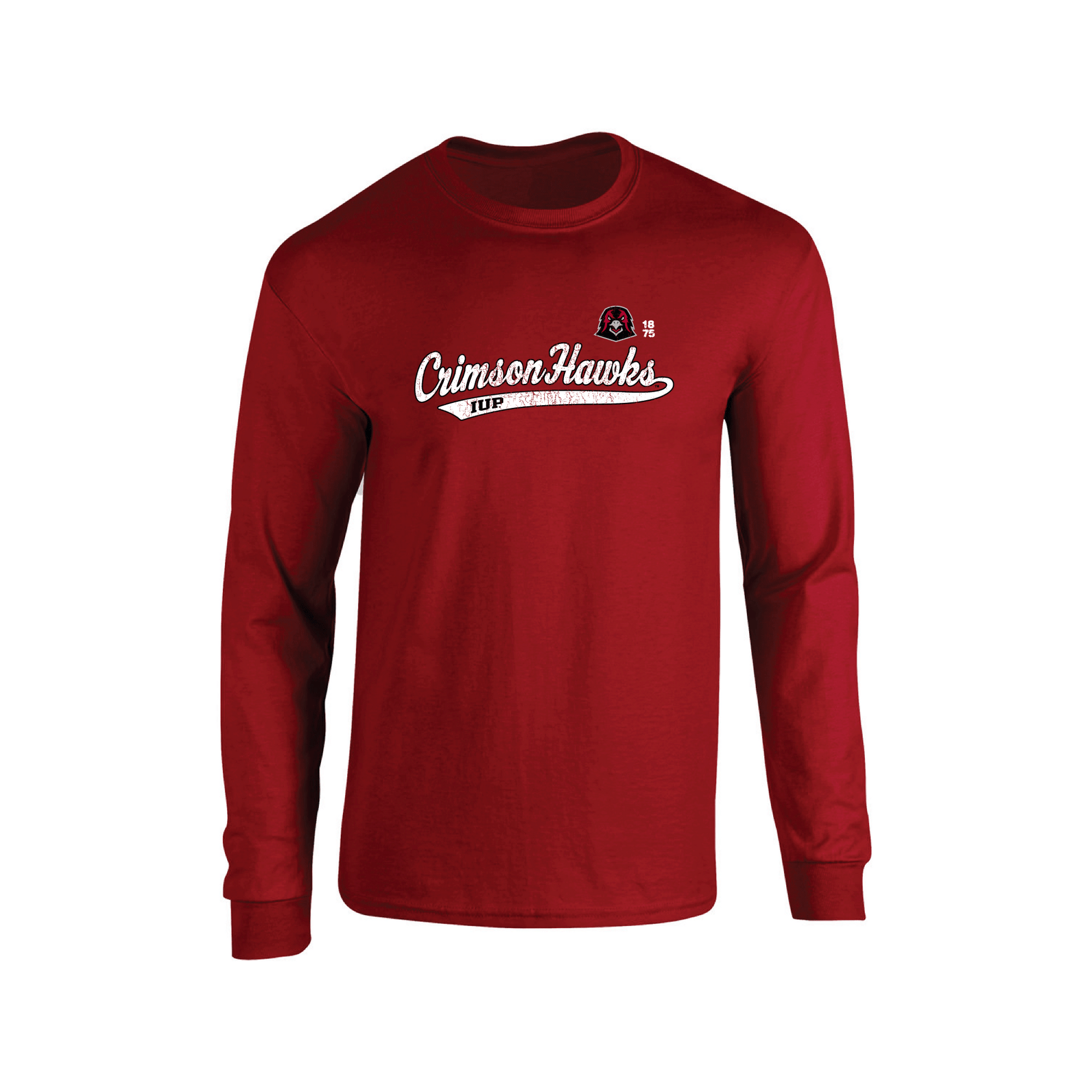 Indiana University of Pennsylvania Crimson Hawks Old School Adult Long Sleeve T-Shirt