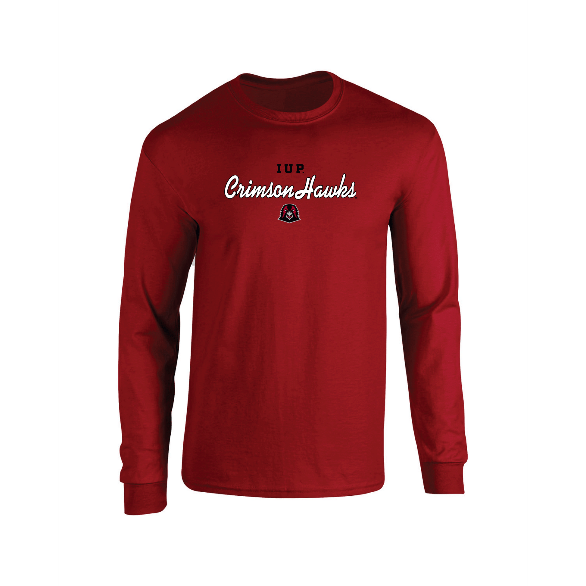 Indiana University of Pennsylvania Crimson Hawks Machine Script Adult Long Sleeve T-Shirt