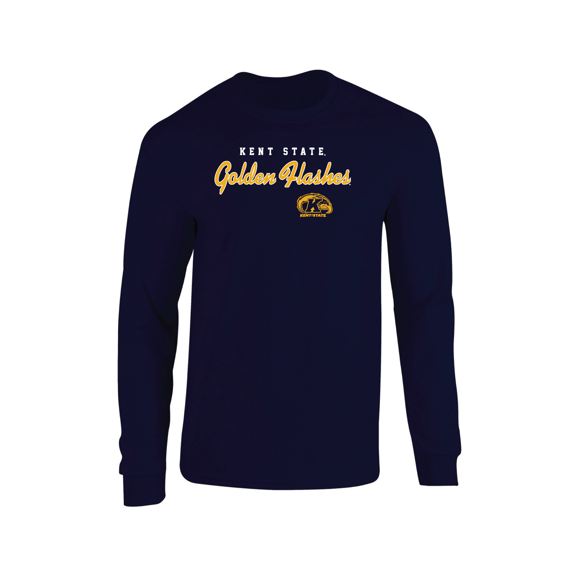 Kent State University Golden Flashes Machine Script Adult Long Sleeve T-Shirt