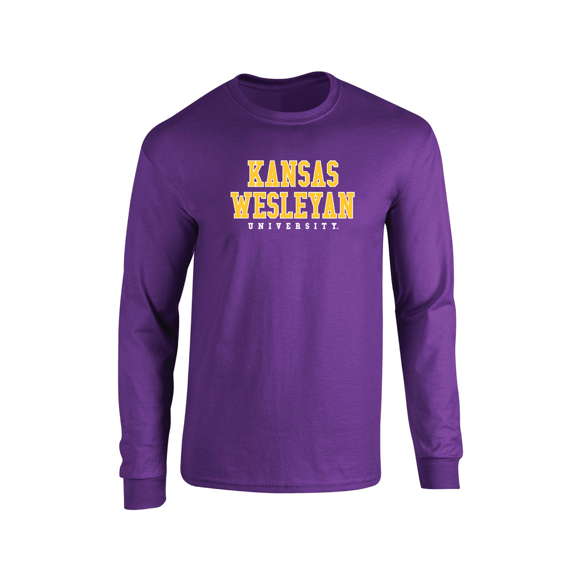 Kansas Wesleyan University Coyotes Block Adult Long Sleeve T-Shirt