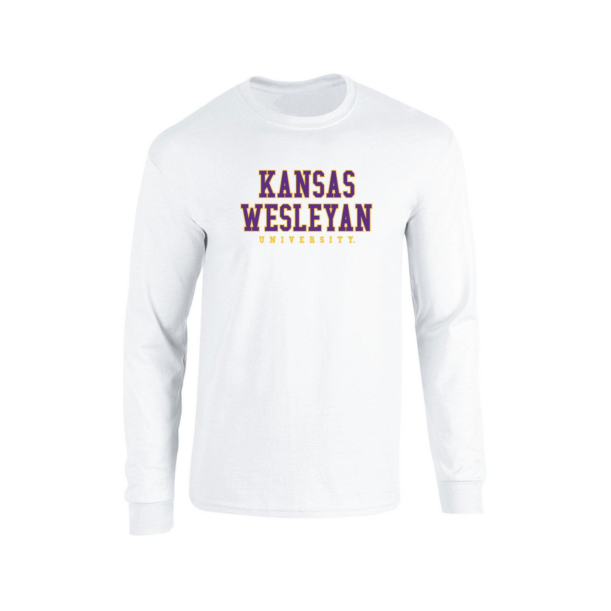 Kansas Wesleyan University Coyotes Block Adult Long Sleeve T-Shirt