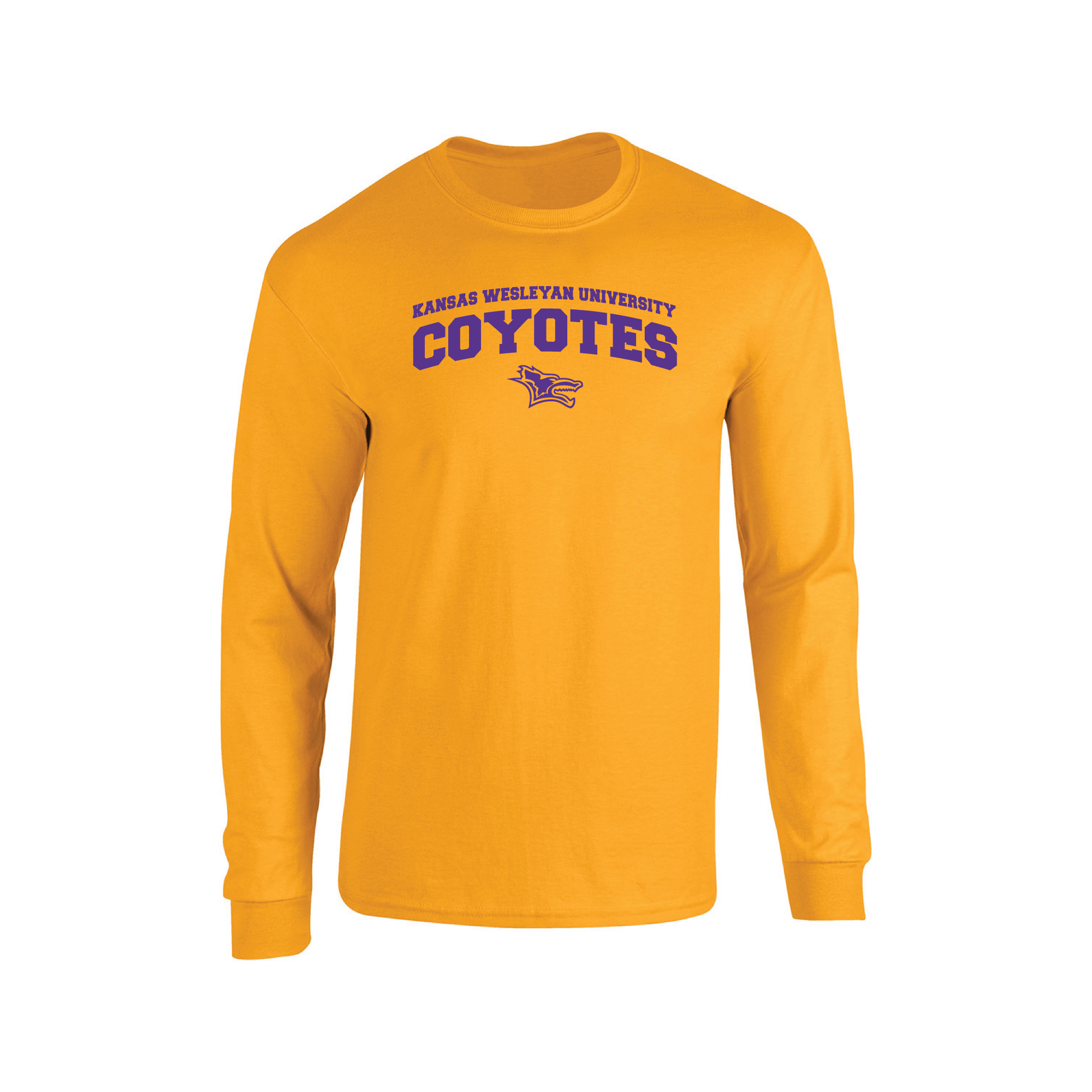 Kansas Wesleyan University Coyotes Jumbo Arch Adult Long Sleeve T-Shirt