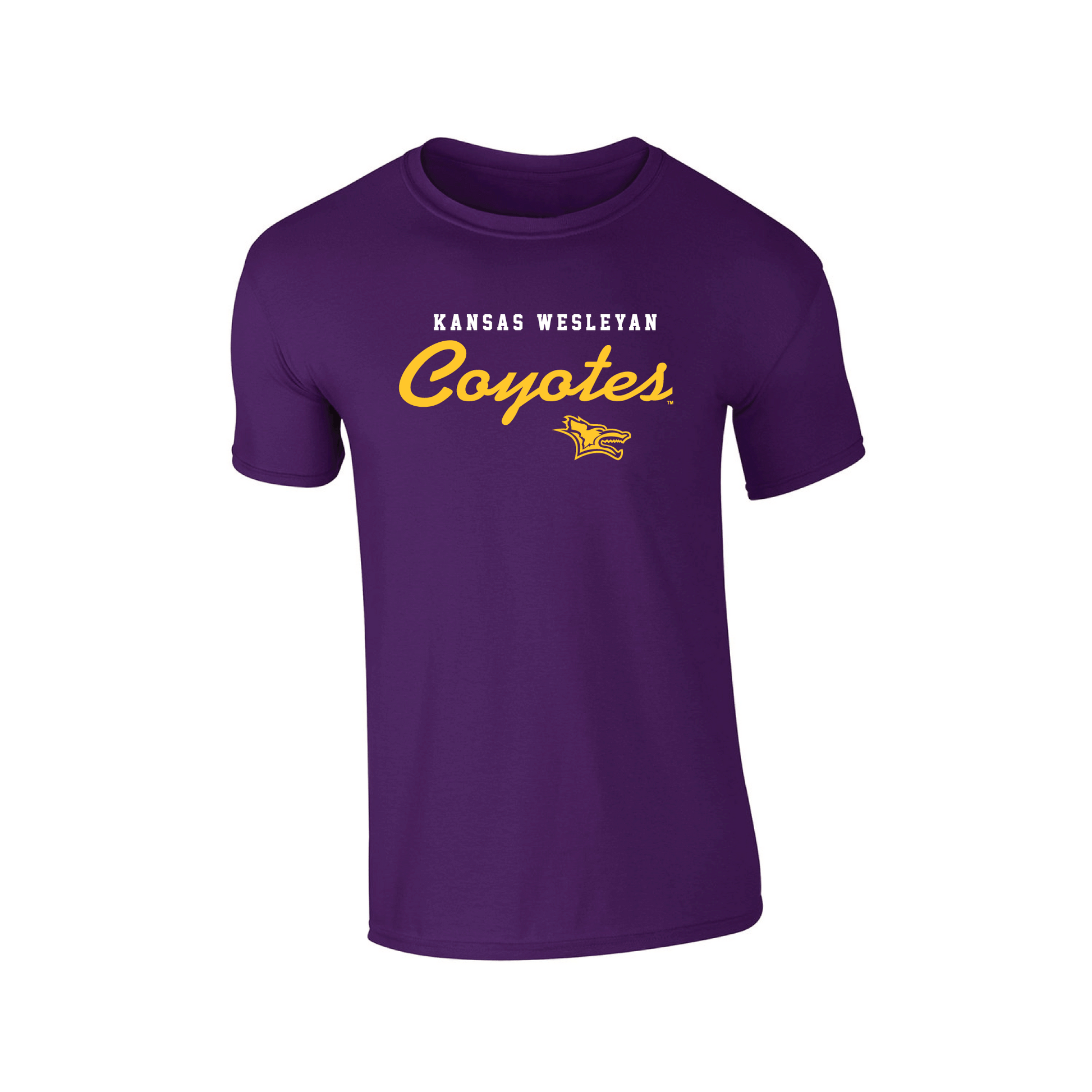 Kansas Wesleyan University Coyotes Machine Script Adult T-Shirt