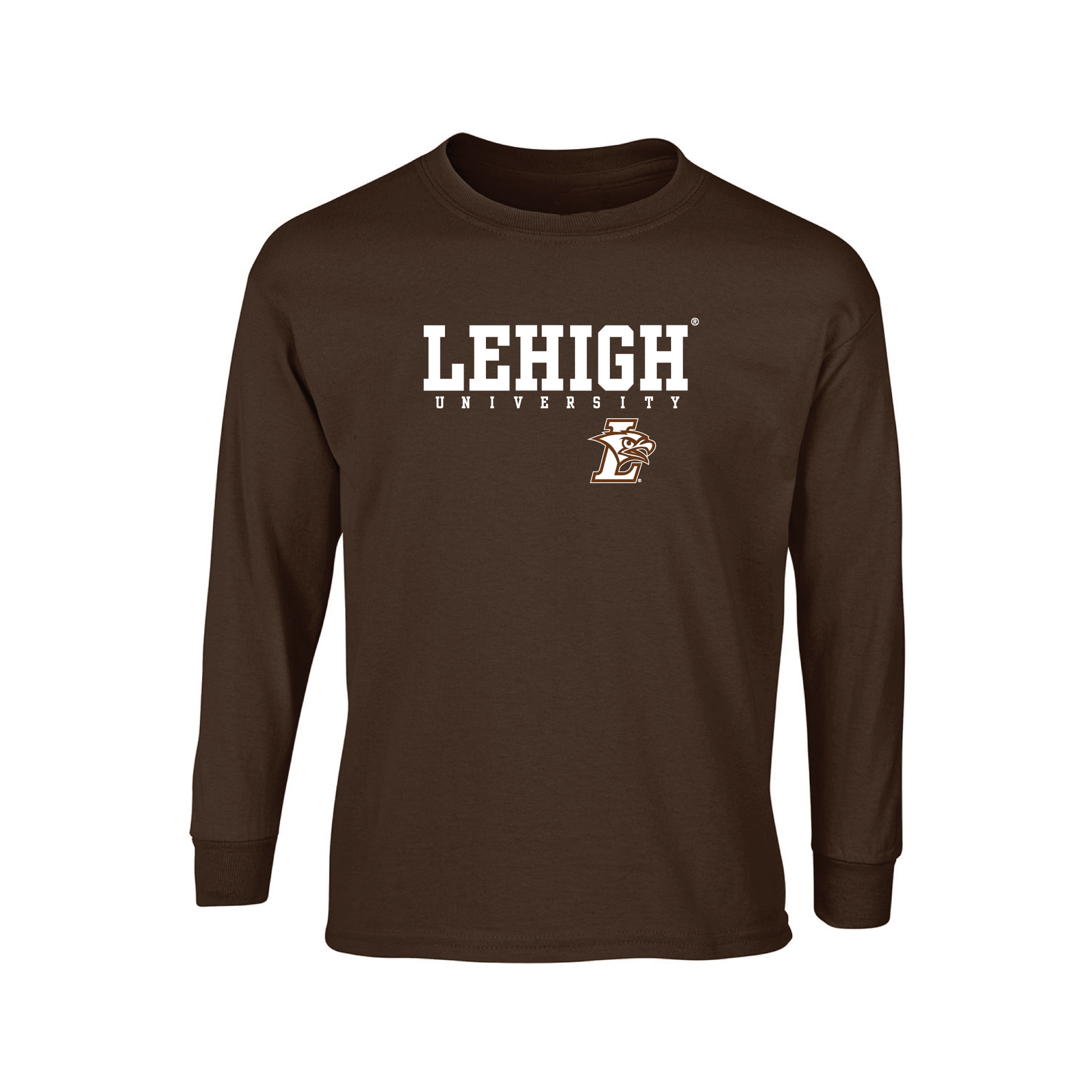 Lehigh University Mountain Hawks Machine Script Adult Long Sleeve T-Shirt