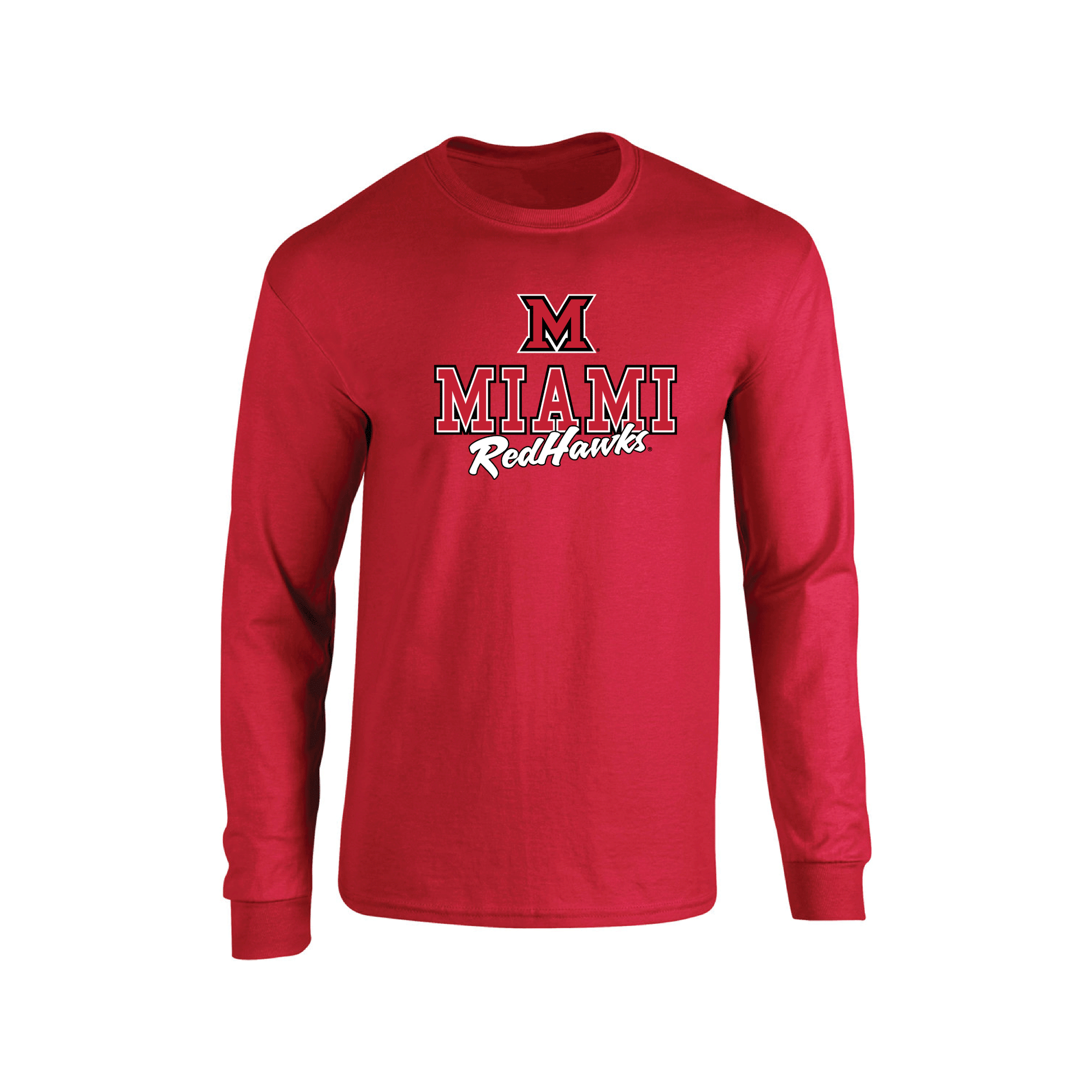 Miami University RedHawks Campus Script Adult Long Sleeve T-Shirt