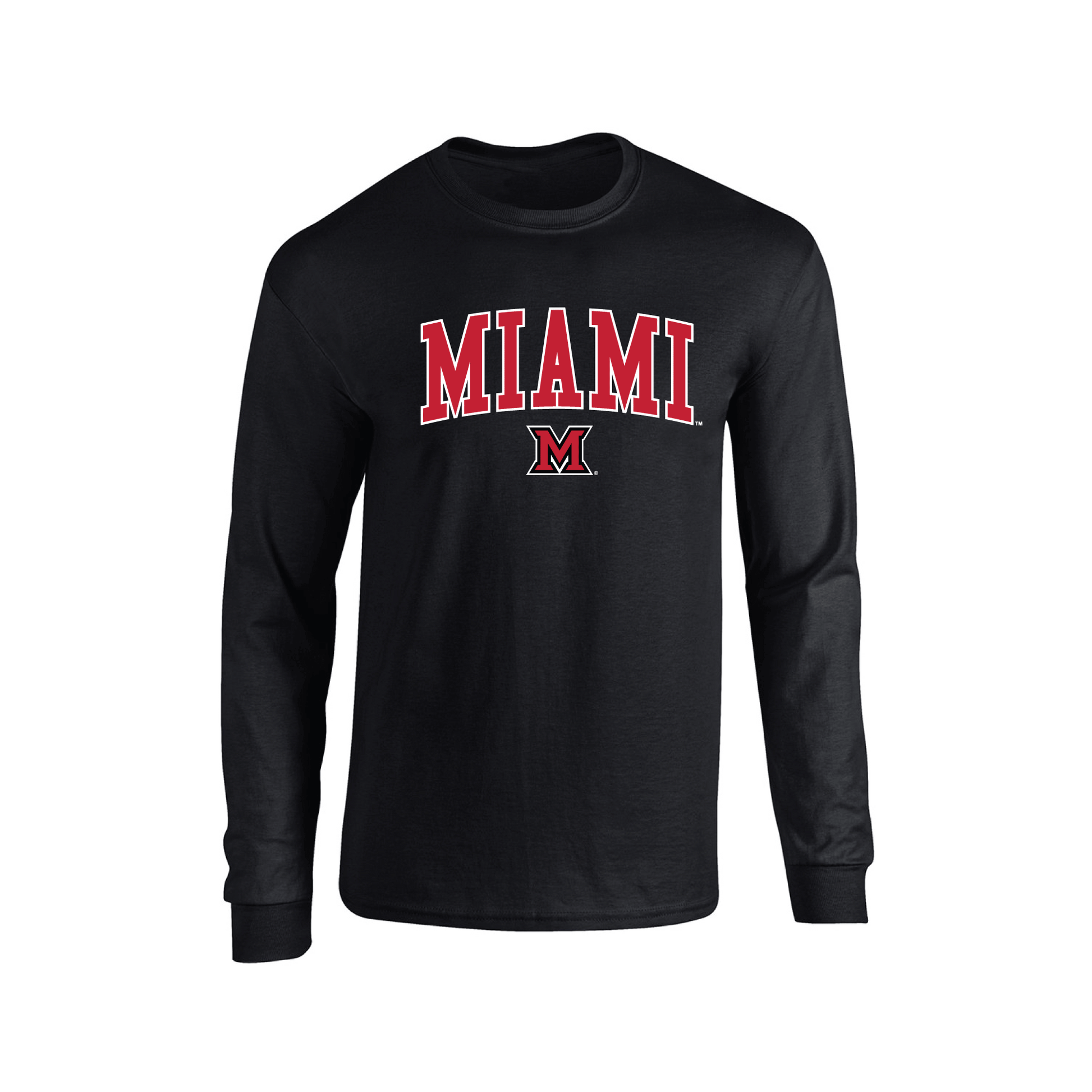 Miami University RedHawks Jumbo Arch Adult Long Sleeve T-Shirt
