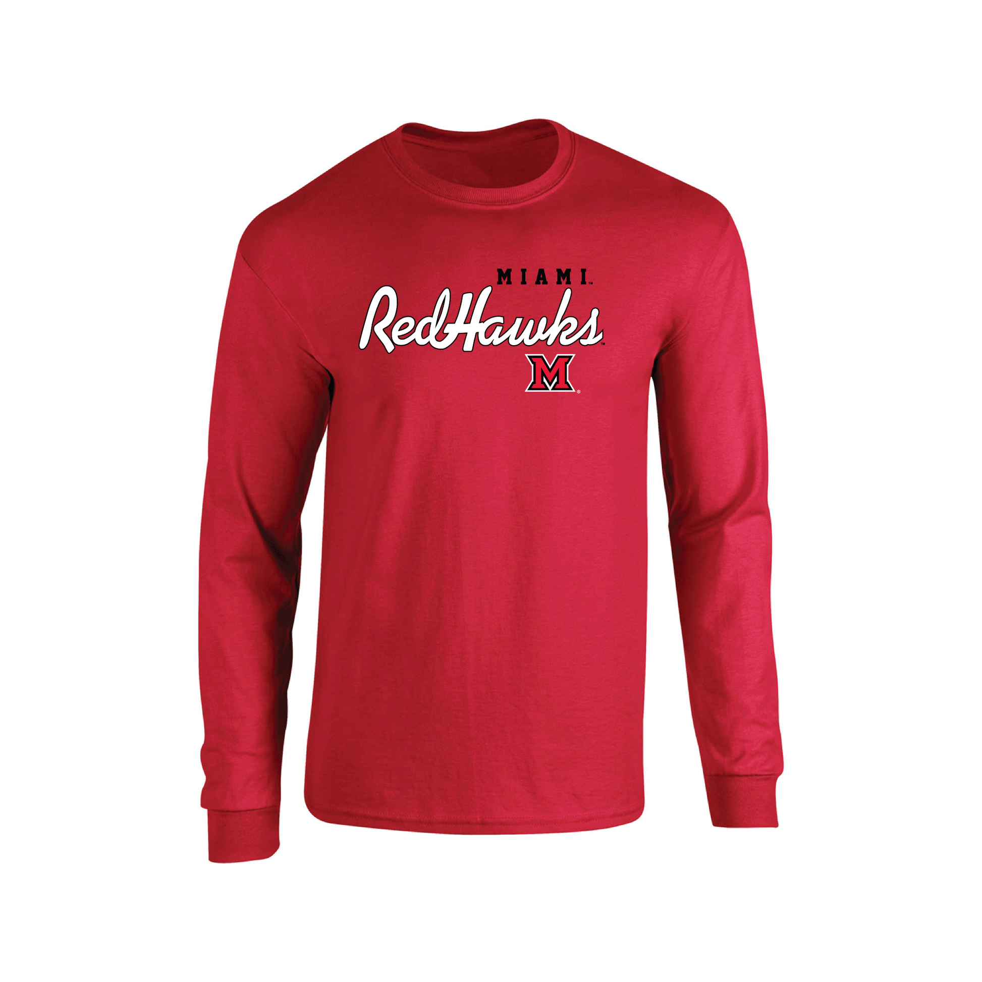 Miami University RedHawks Machine Script Adult Long Sleeve T-Shirt