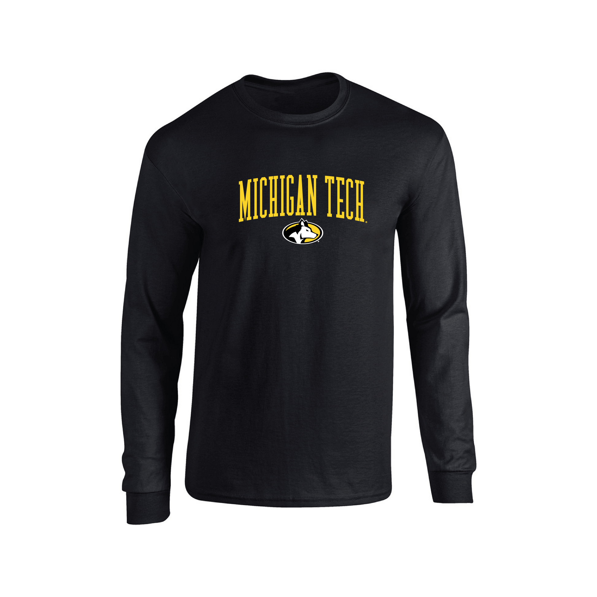 Michigan Technological University Huskies Jumbo Arch Adult Long Sleeve T-Shirt