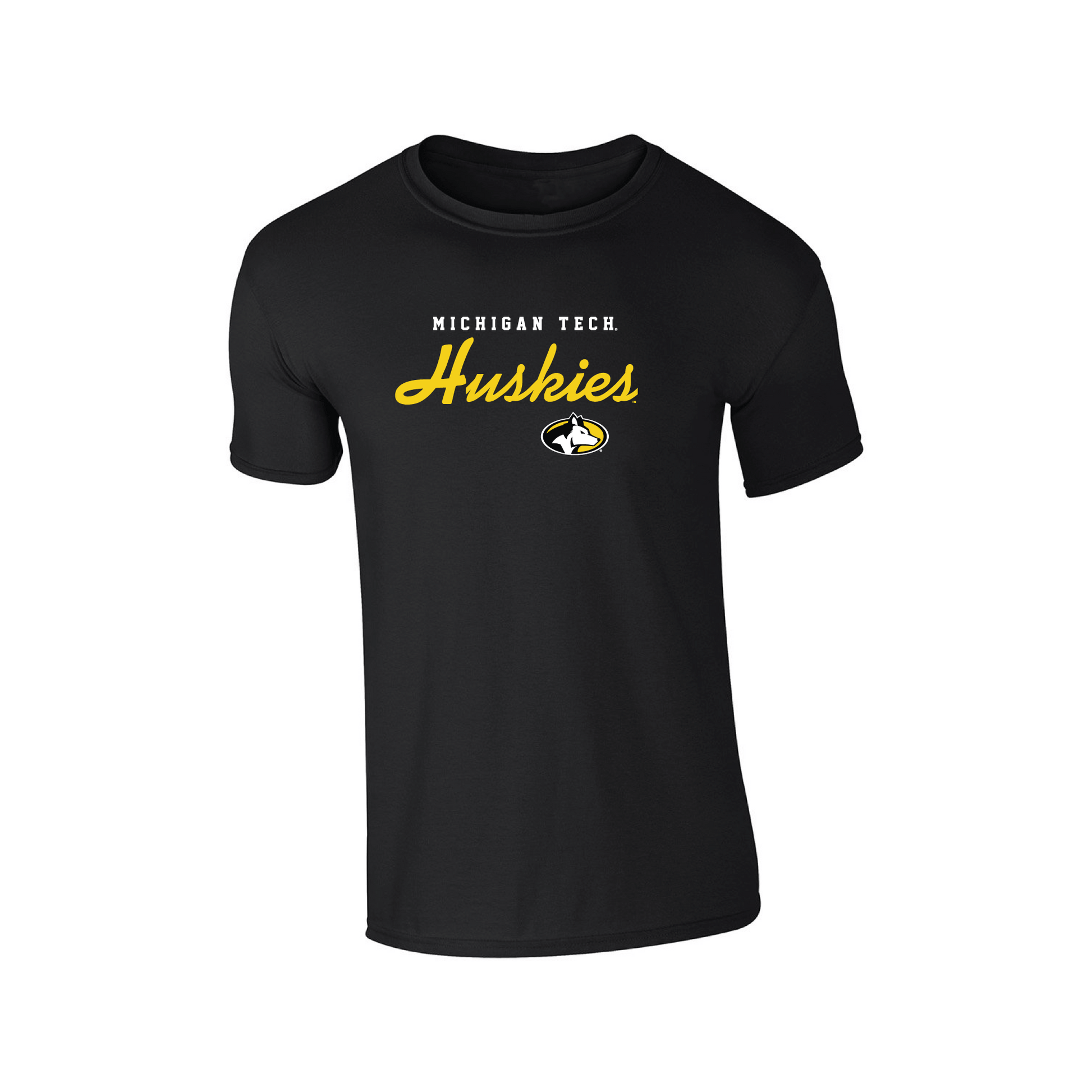 Michigan Technological University Huskies Machine Script Adult T-Shirt