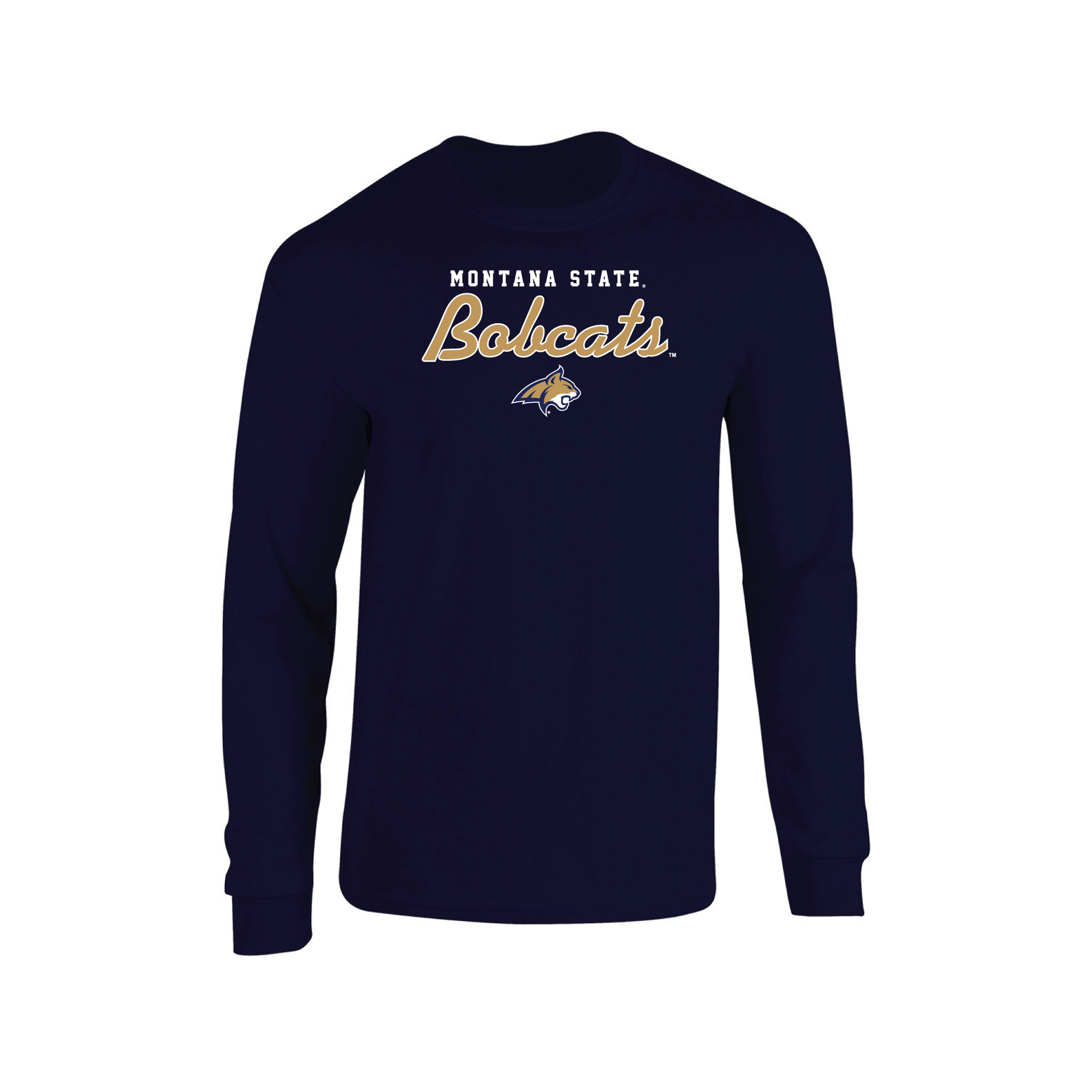 Montana State University Bobcats Machine Script Adult Long Sleeve T-Shirt