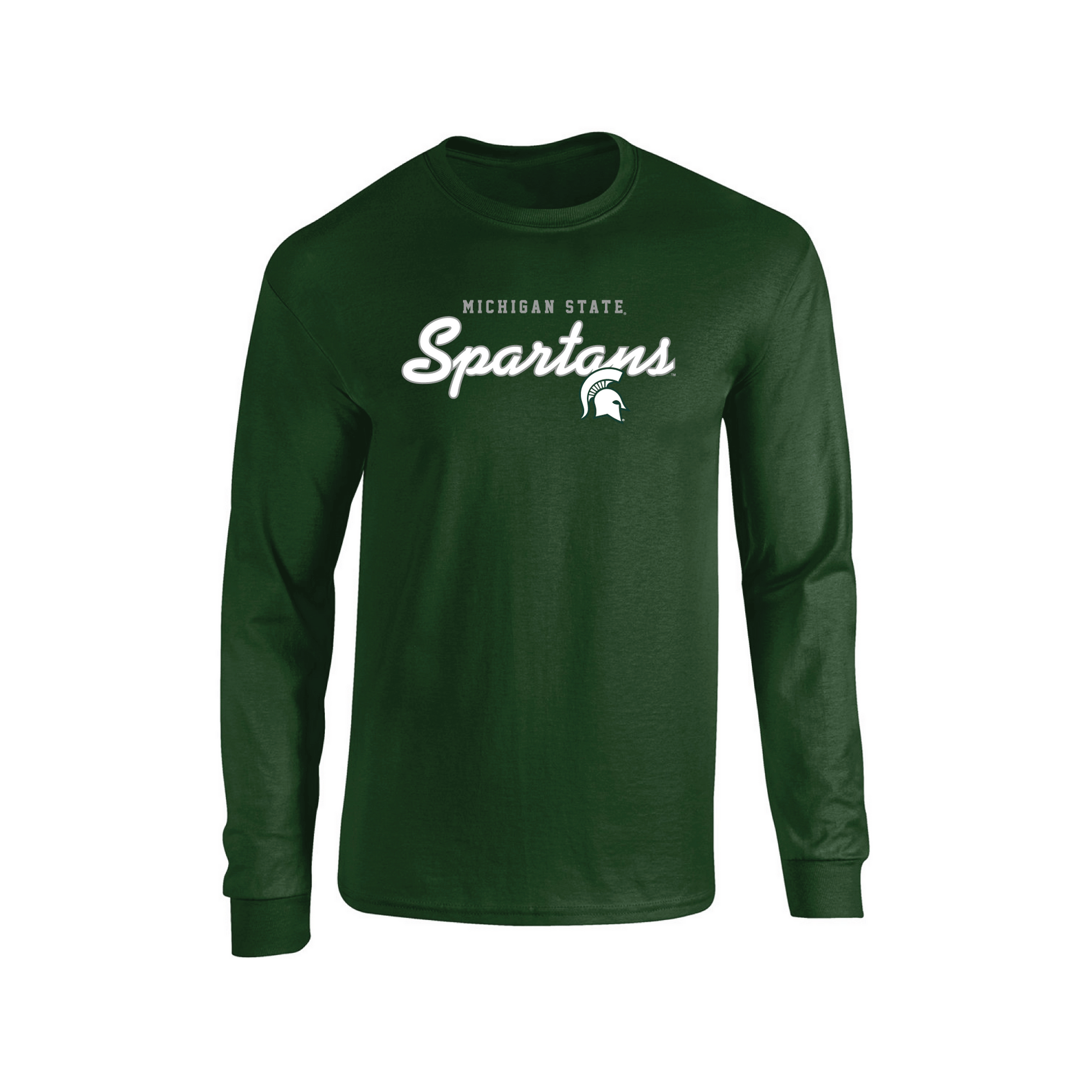 Michigan State University Spartans Machine Script Adult Long Sleeve T-Shirt
