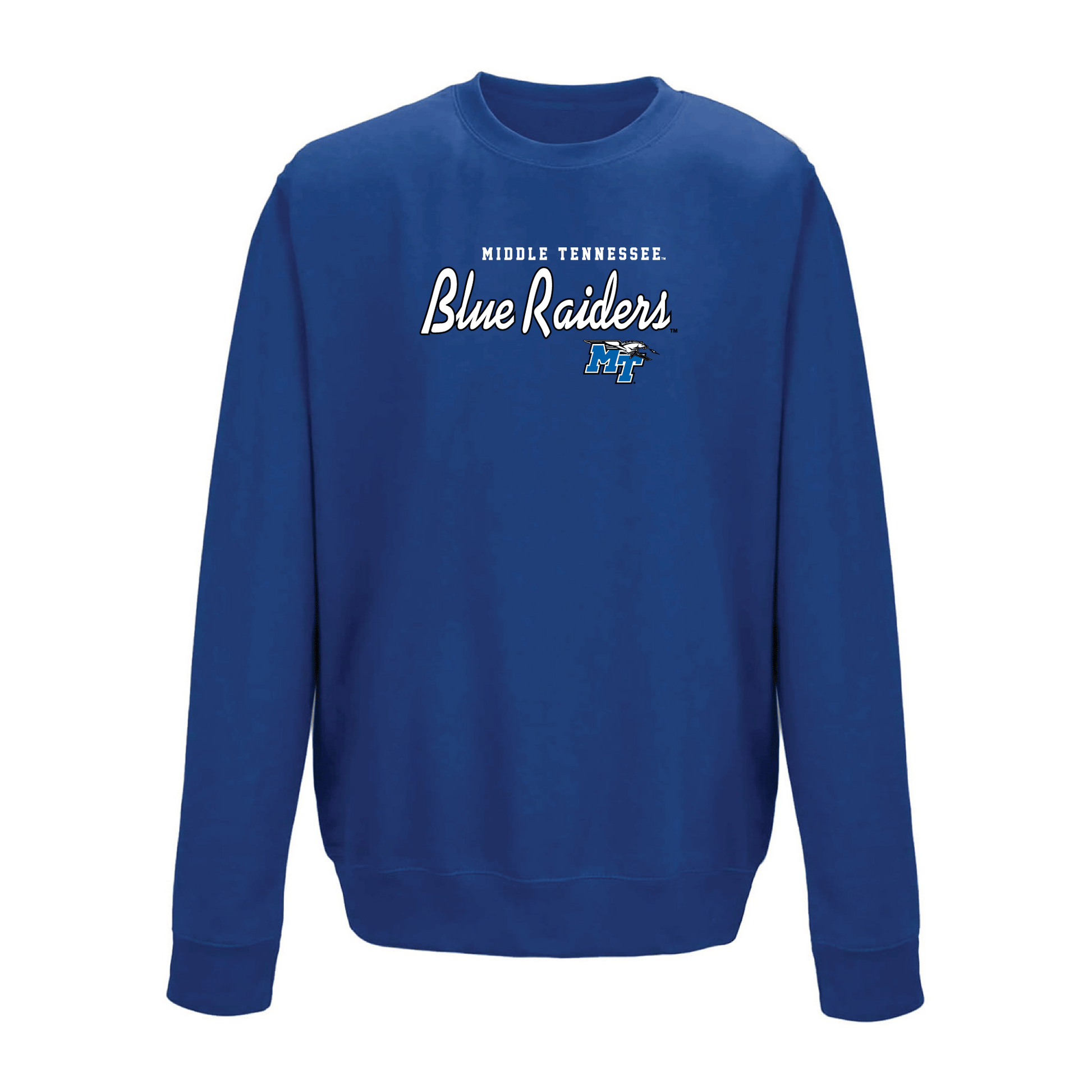 Middle Tennessee State University Blue Raiders Machine Script Crewneck Sweatshirt Fleece