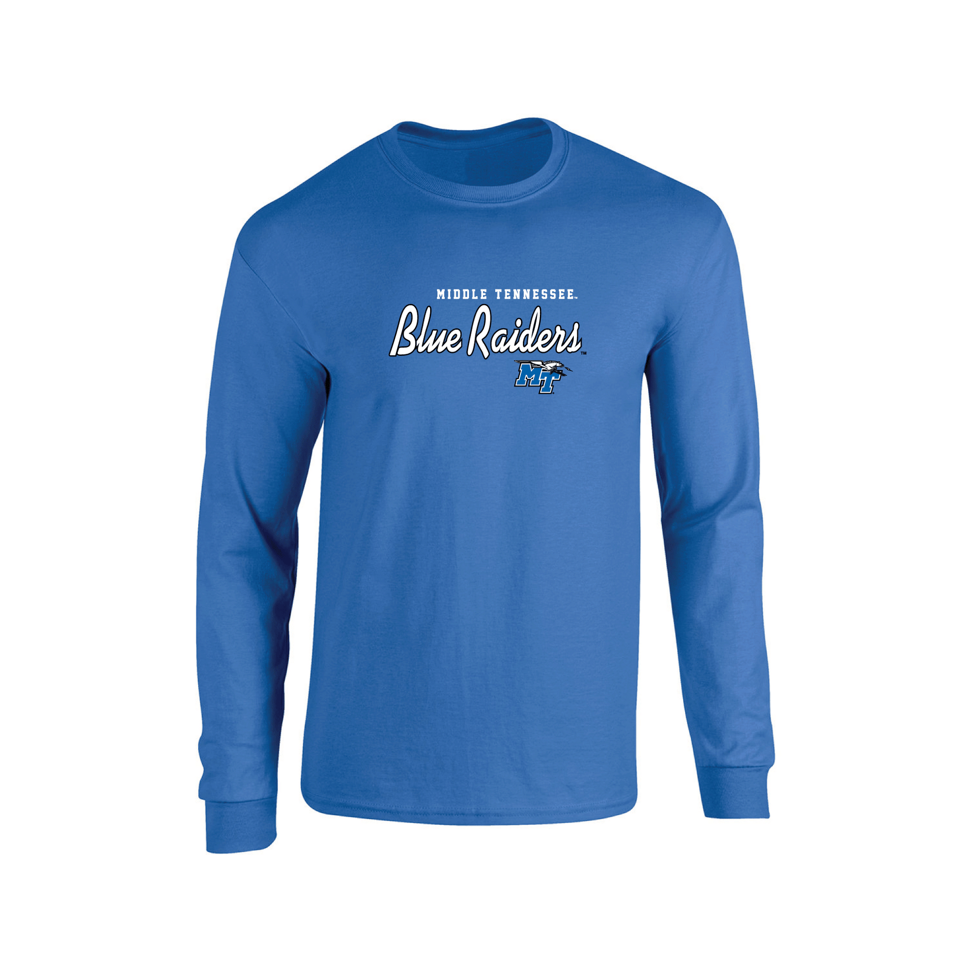 Middle Tennessee State University Blue Raiders Machine Script Long Sleeve T-shirt Unisex