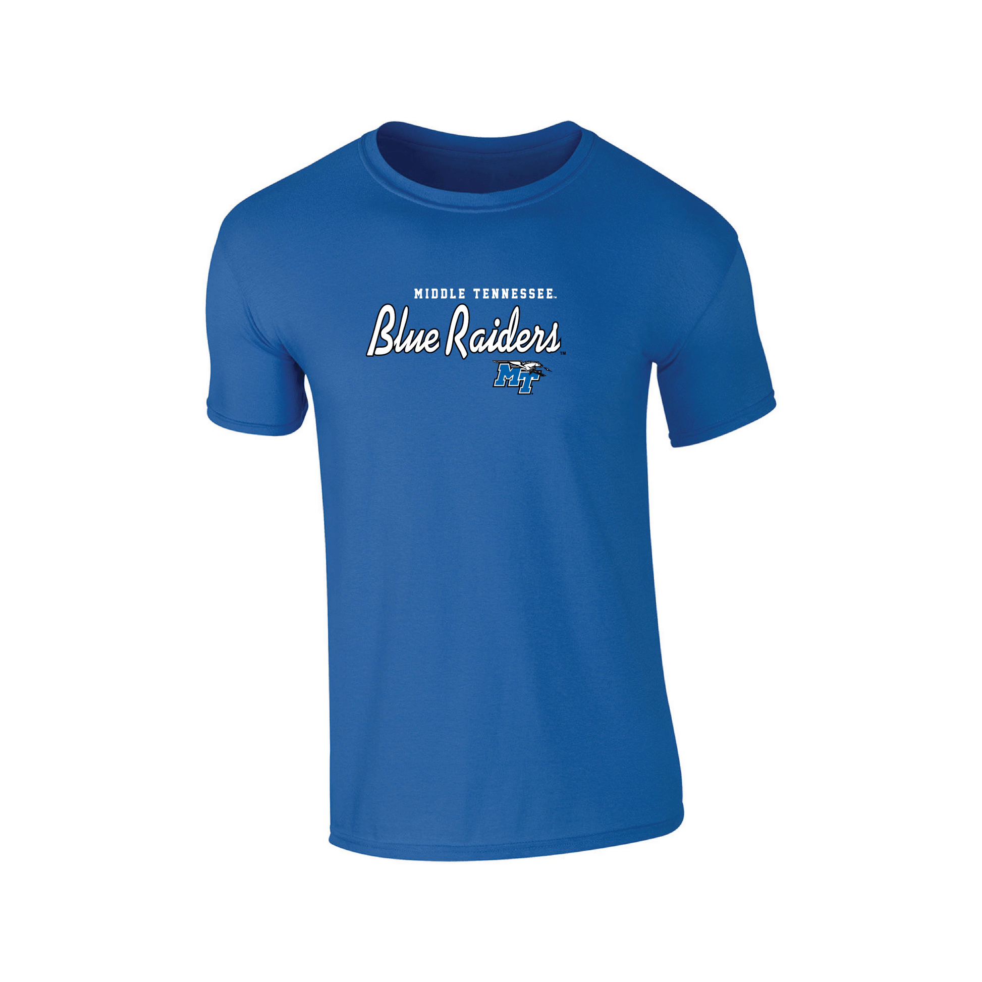Middle Tennessee State University Blue Raiders Machine Script T-shirt Unisex Cotton