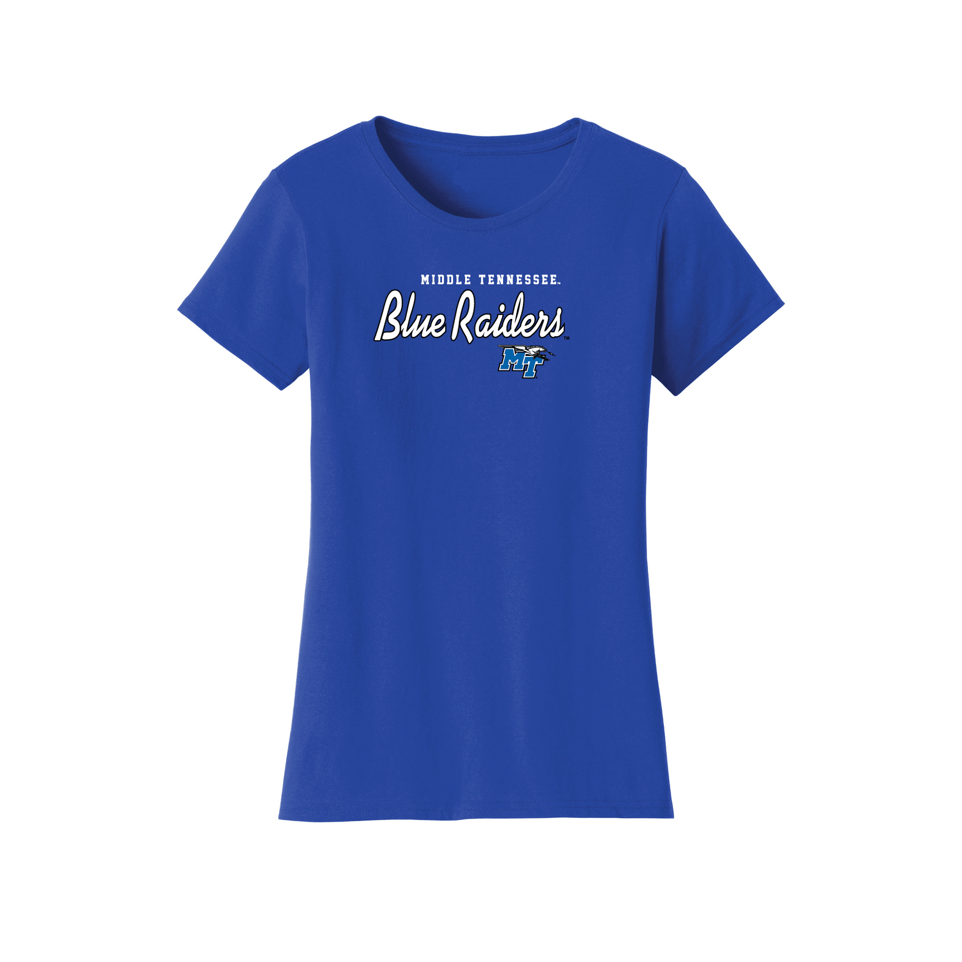 Middle Tennessee State University Blue Raiders Machine Script Womens Relaxed T-shirt