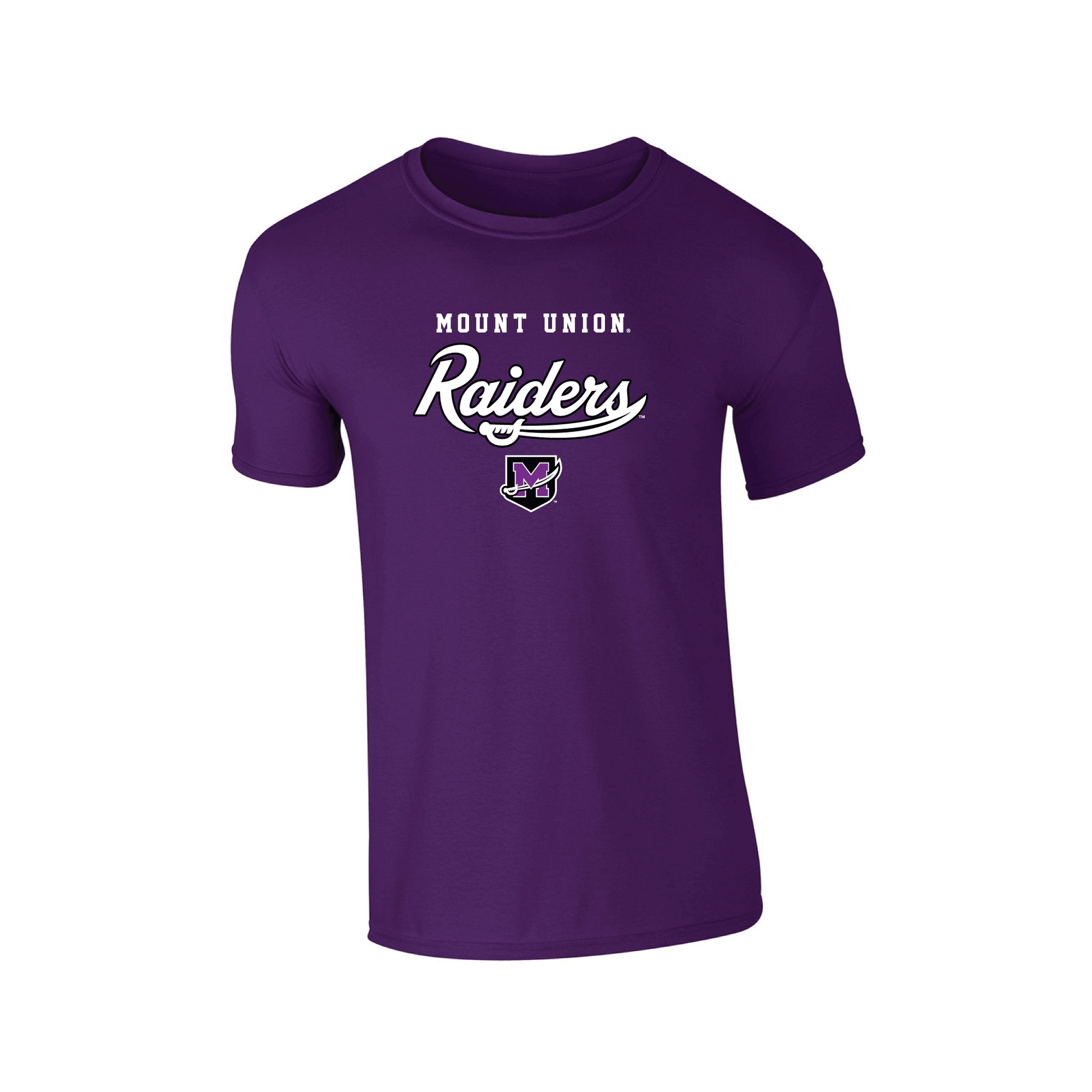 University of Mount Union Purple Raiders Machine Script Adult T-Shirt