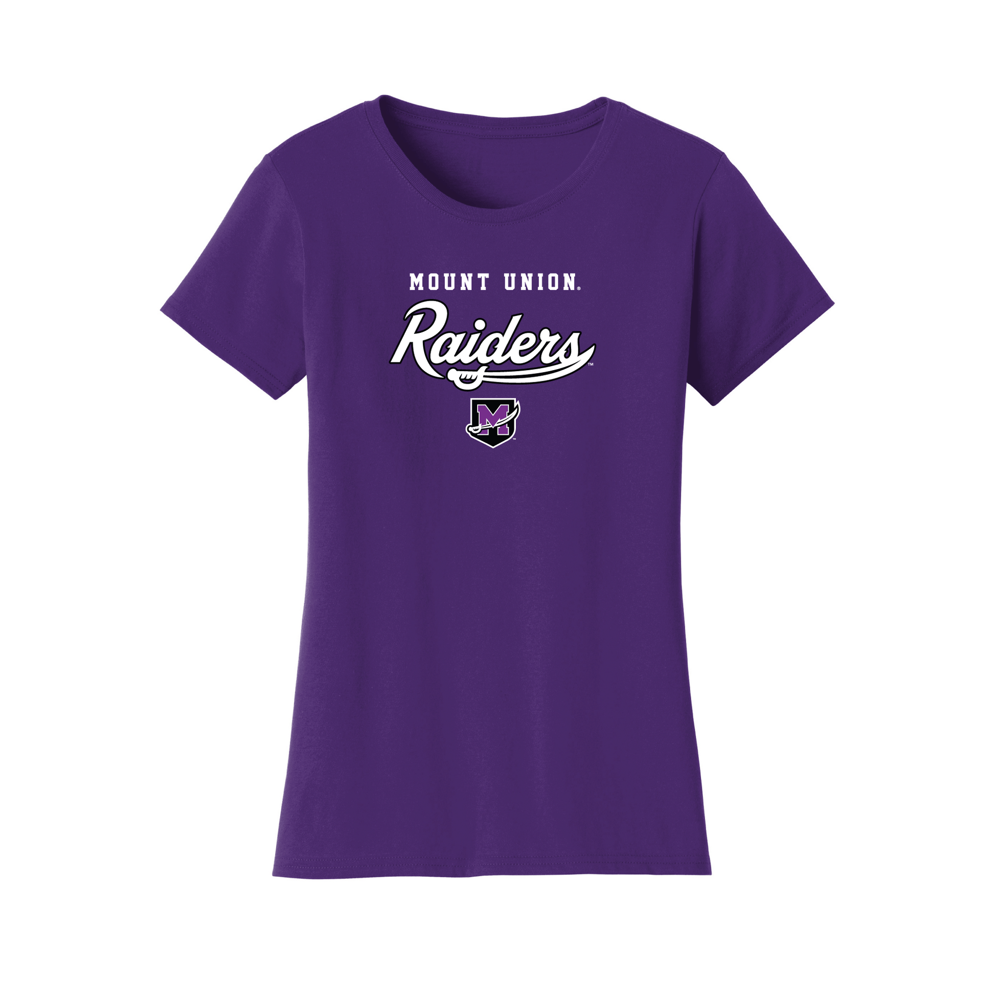 University of Mount Union Purple Raiders Machine Script Womens T-Shirt