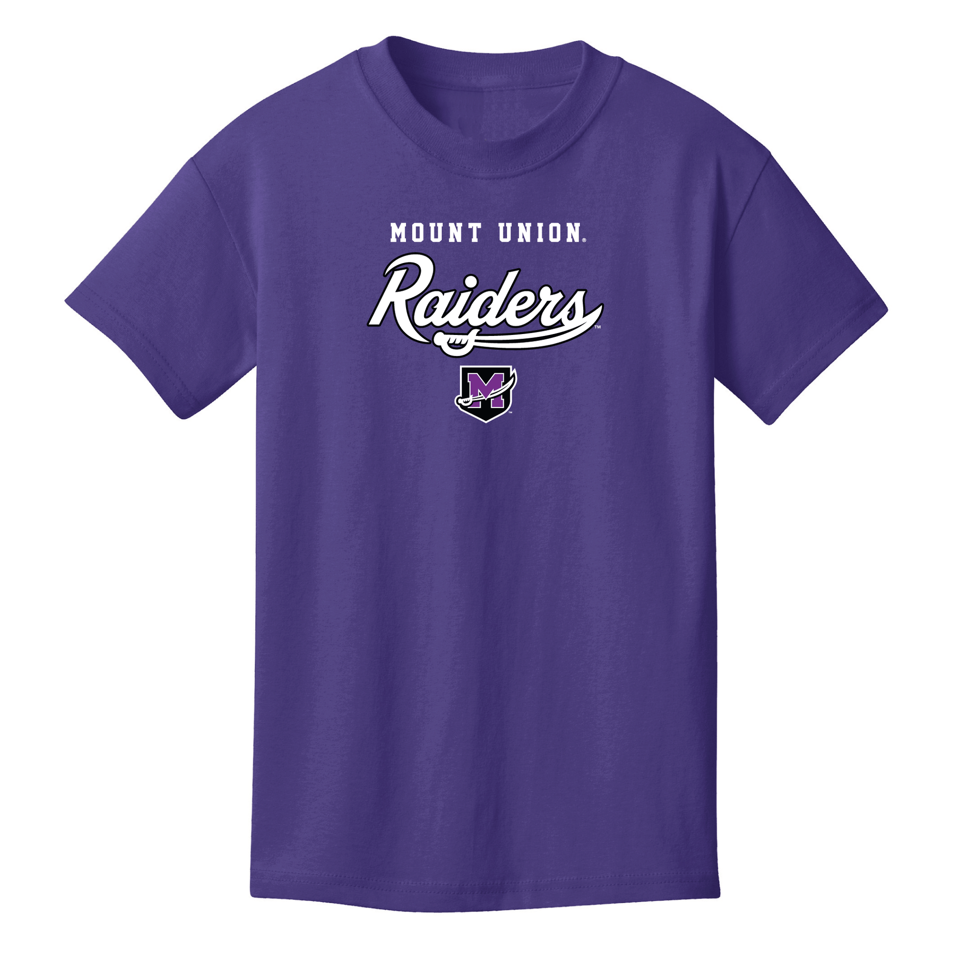University of Mount Union Purple Raiders Machine Script Youth T-Shirt