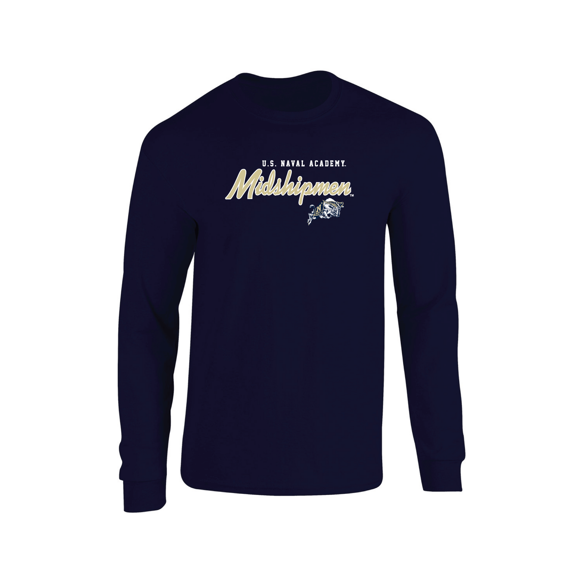 United States Naval Academy Midshipmen Machine Script Long Sleeve T-shirt Unisex