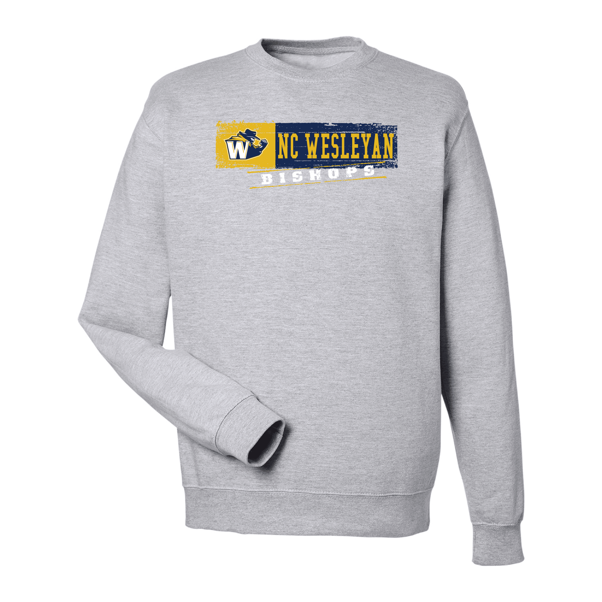 North Carolina Wesleyan University Bishops Sticker Crewneck Sweatshirt