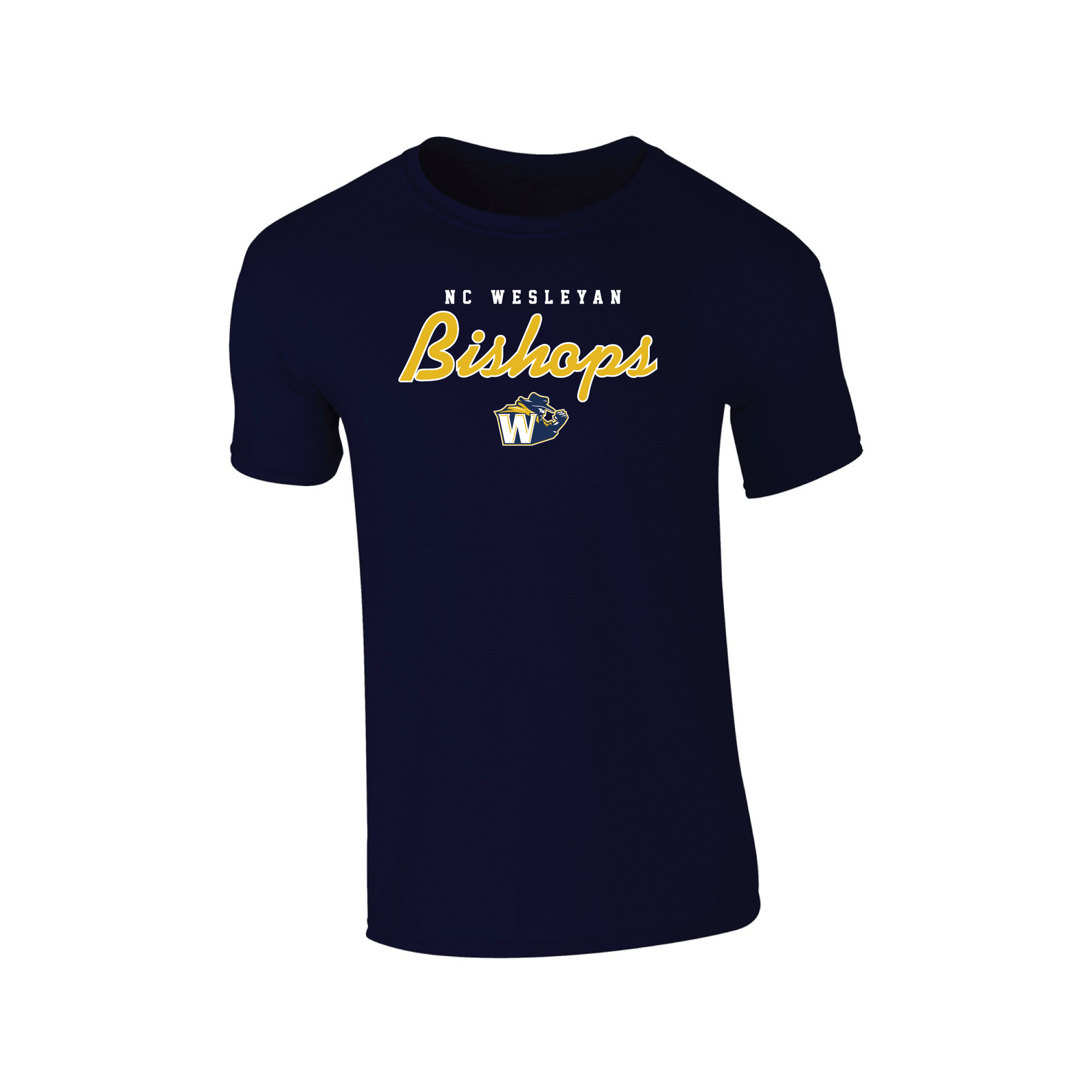 North Carolina Wesleyan University Bishops Machine Script Adult T-Shirt